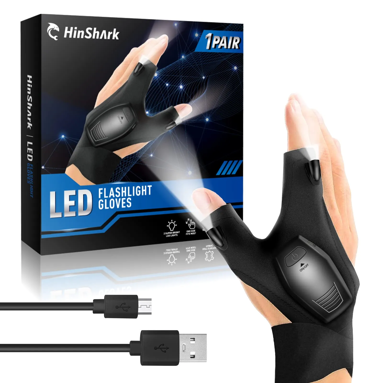 Hinshark Guanti LED Ricaricabili