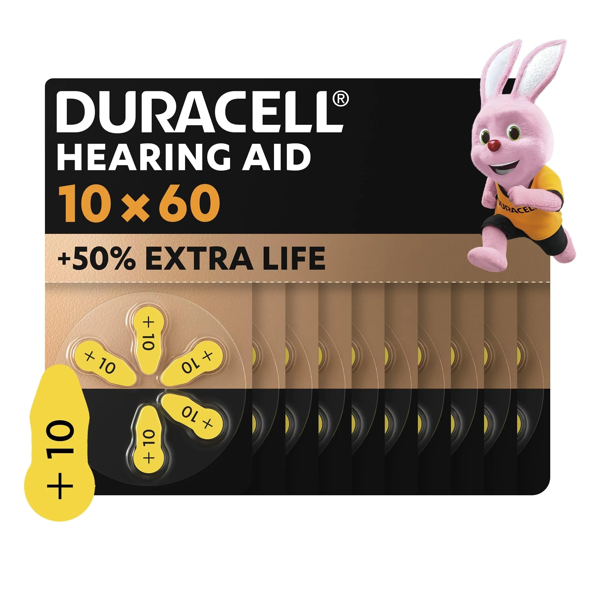 Duracell Batterie per Apparecchi Acustici 10 - Confezione da 60