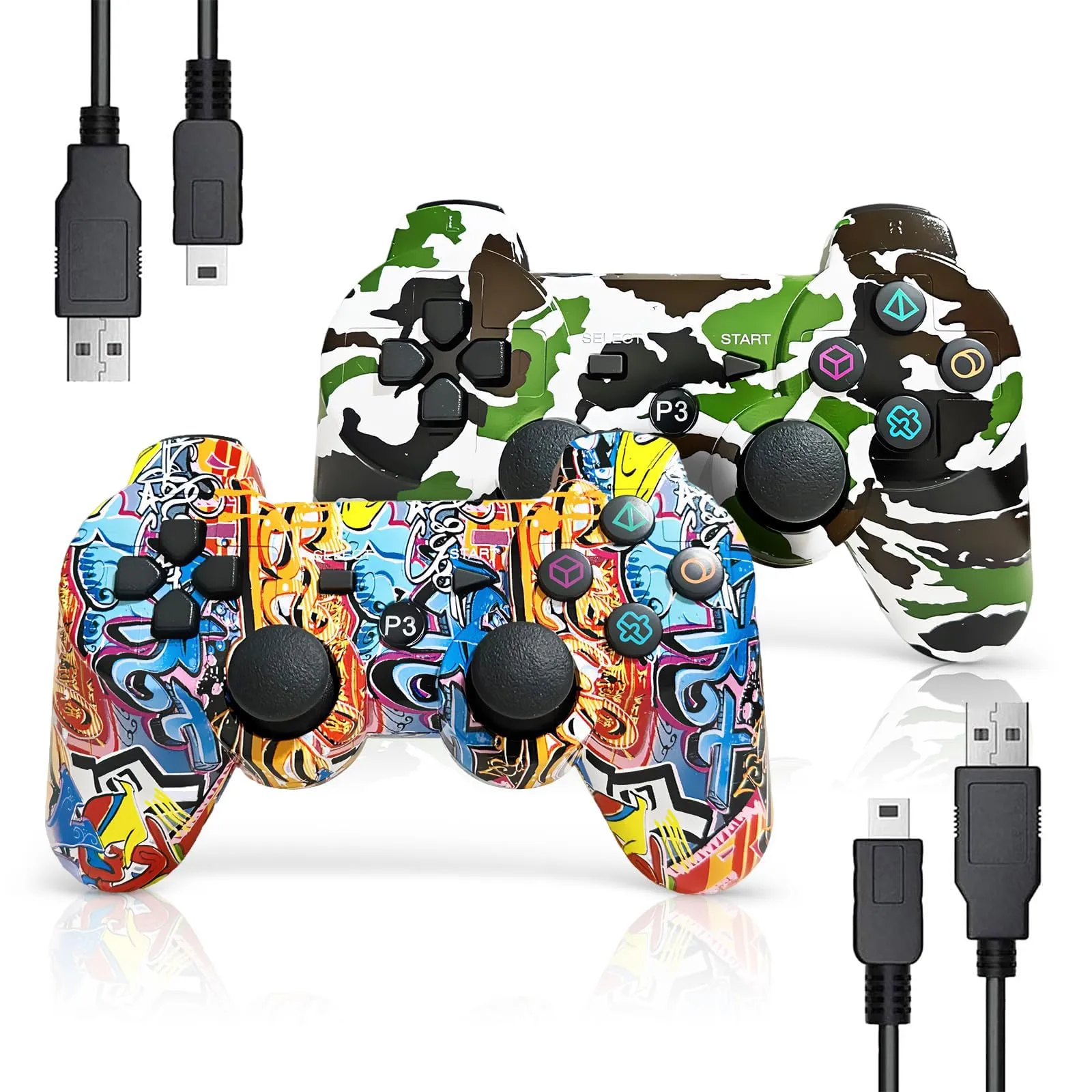 Controller Retro Gaming Wireless AUFGLO per P-S3 - Graffiti + Camouflage