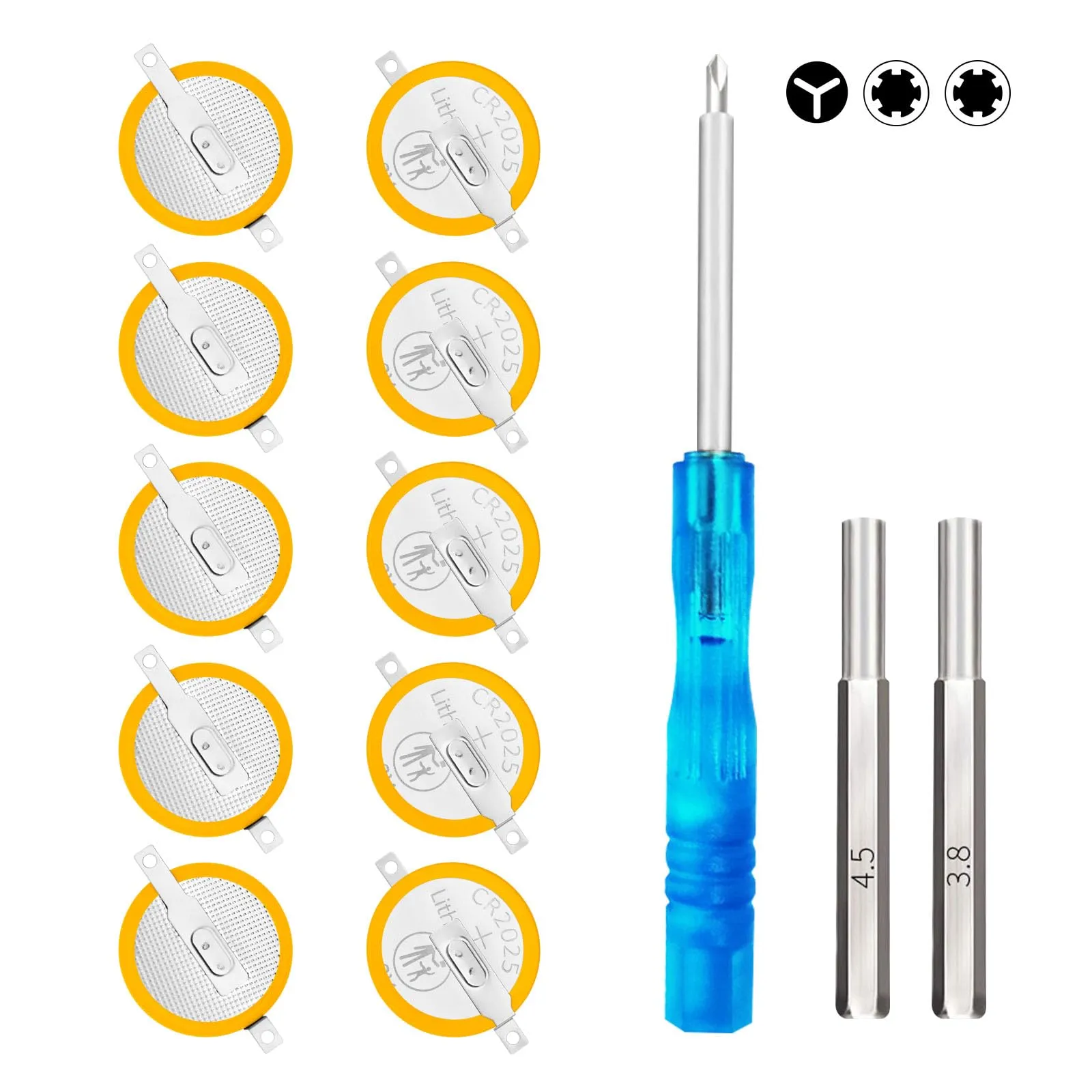 Batteria CR2025 con codolo IWANGDO per Game Boy Color/Blue/Red/Gold/Silver/Crystal - Confezione da 10