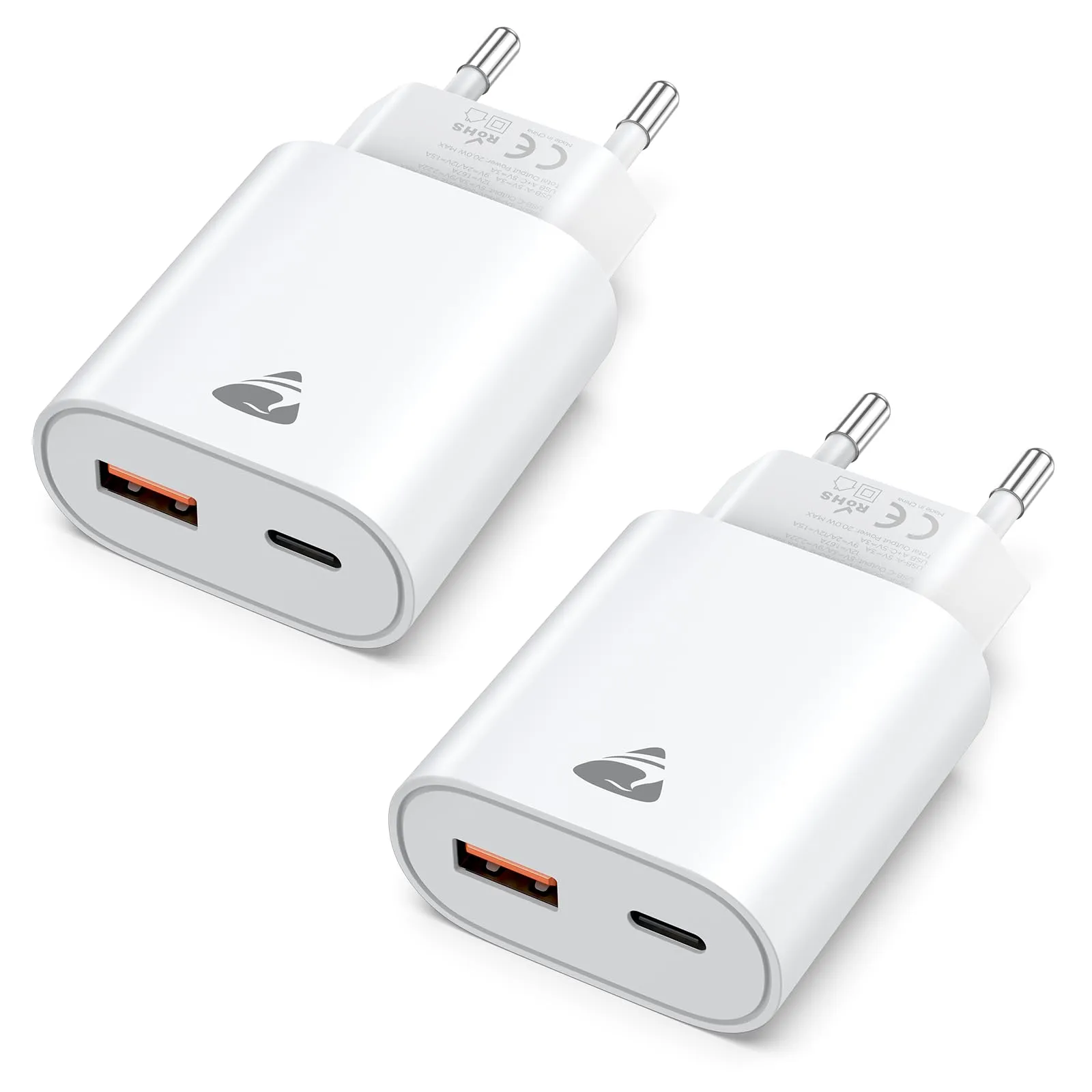 2 Pack Caricatore USB C 20W Ricarica Rapida