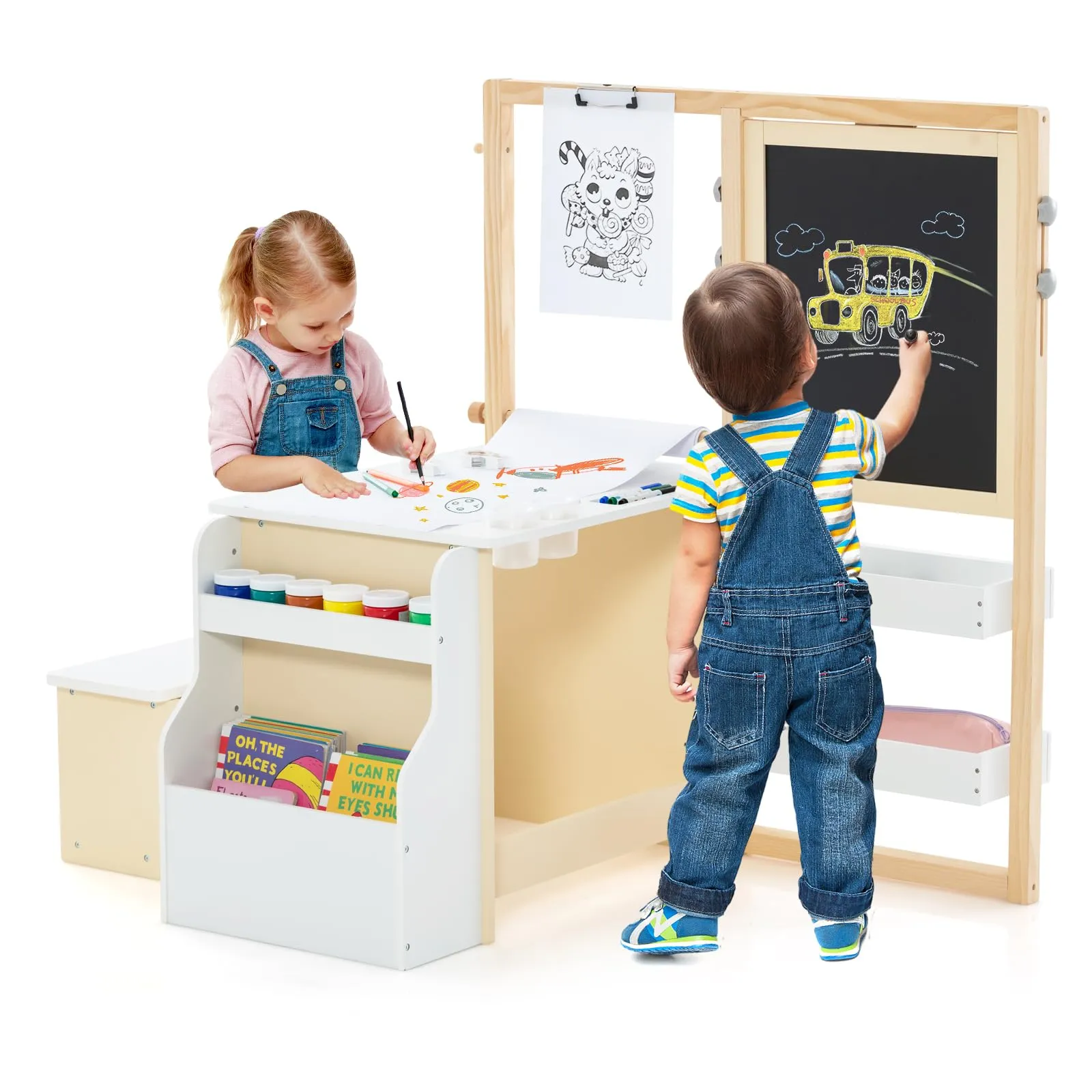 COSTWAY Tavolo Bambini con Sedie 3 in 1