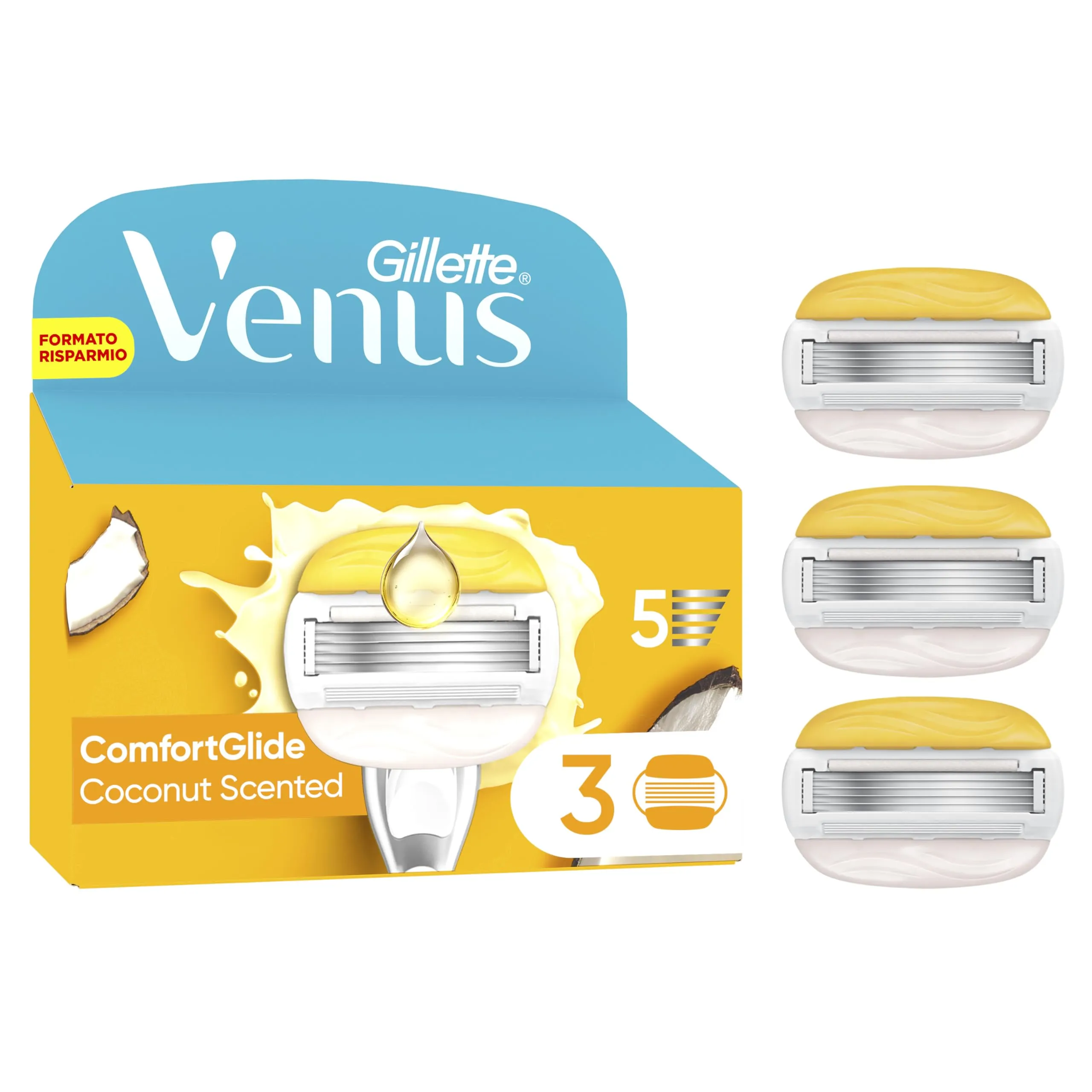 Gillette Venus Comfortglide Cocco Plus Olaz - Ricambi Lame per Rasoi da Donna