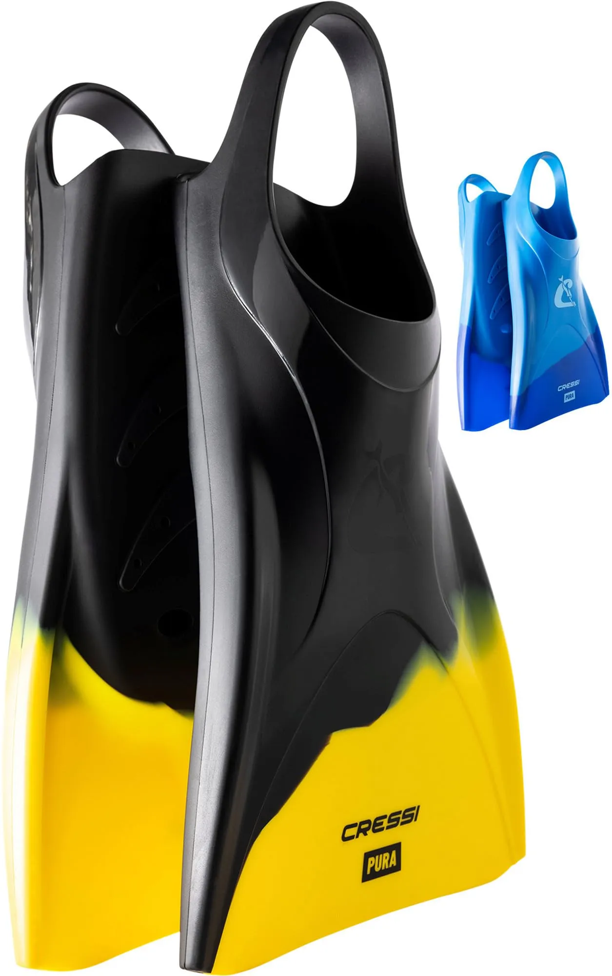 CRESSI Pura Fins Nero/Giallo 43/45 - Pinne Pocket Unisex in Silicone