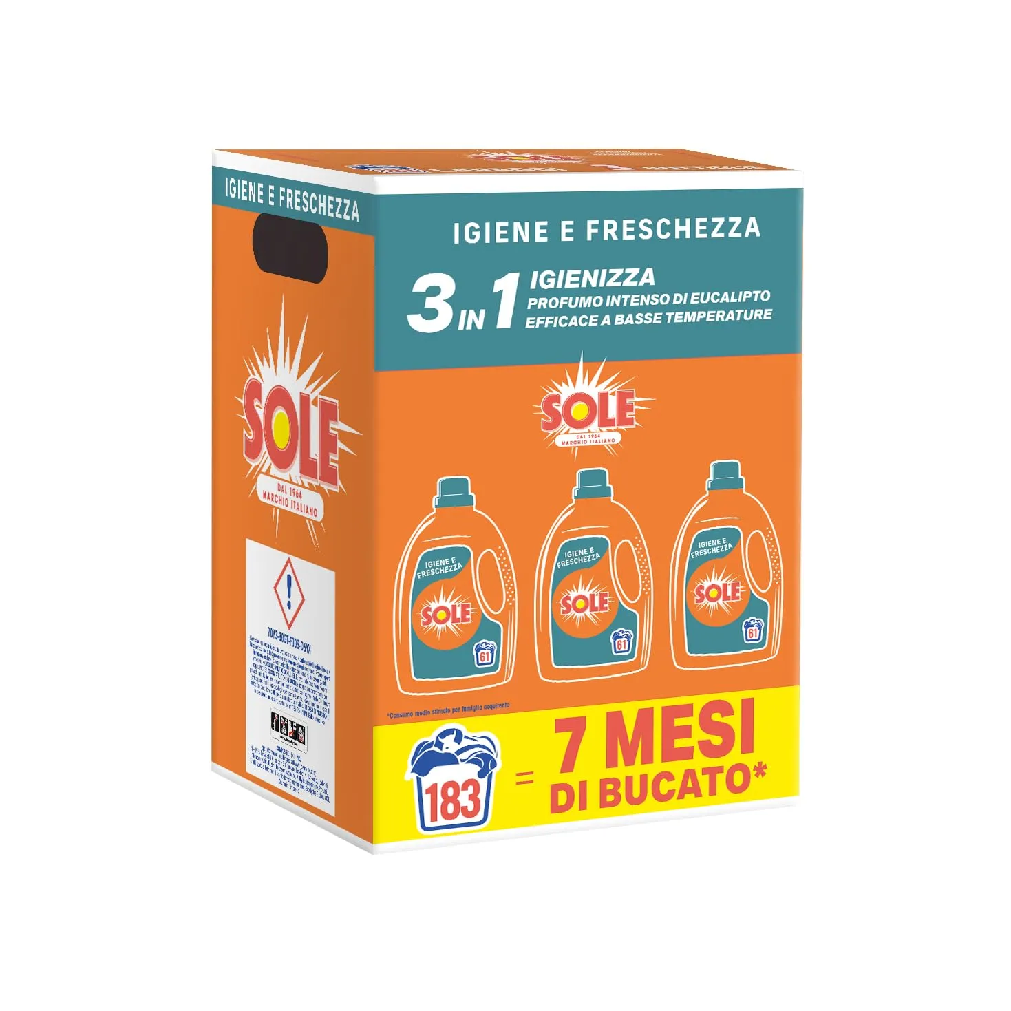 Sole Detersivo Lavatrice Igiene e Freschezza - 183 Lavaggi