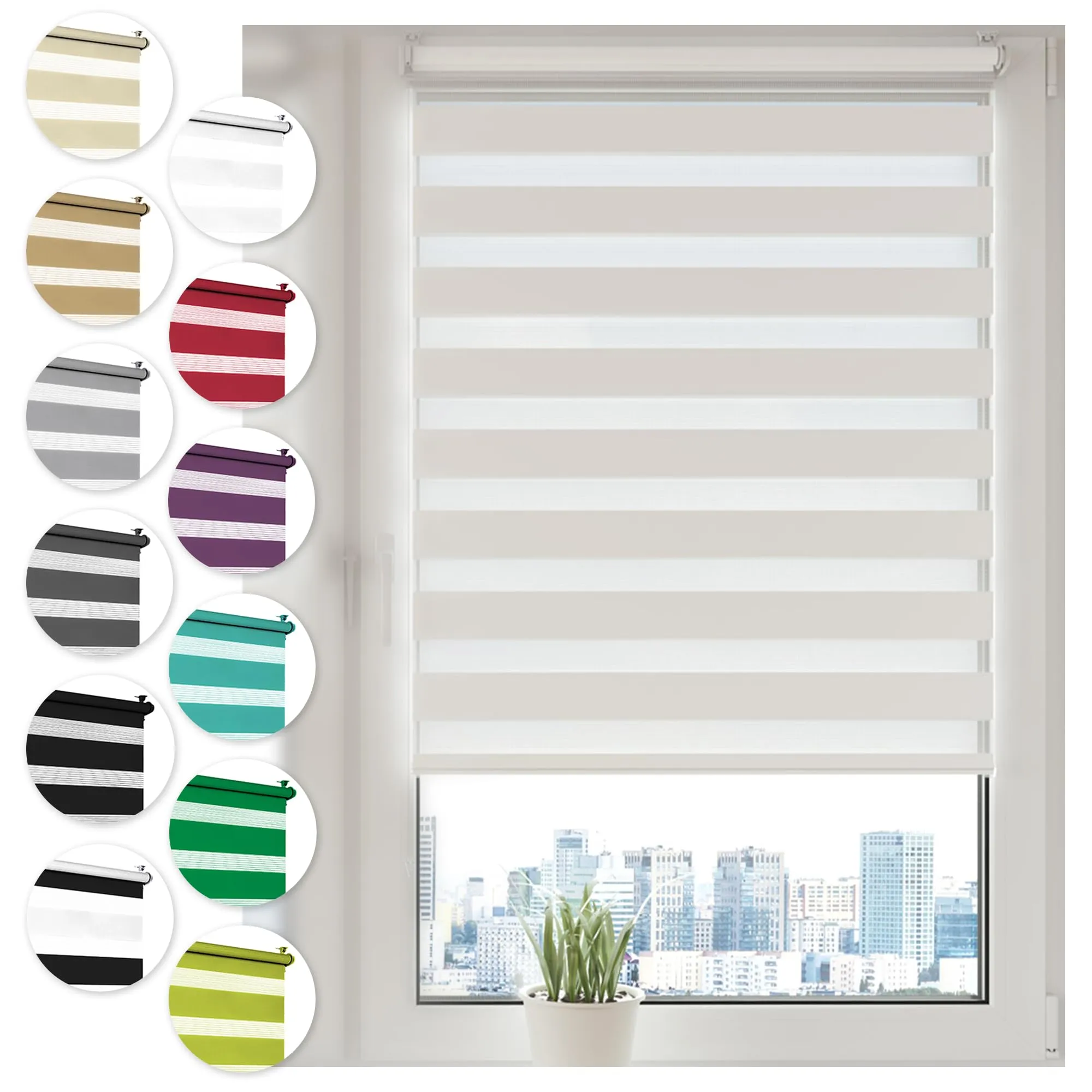 Sonello Tenda a Rullo Doppio Strato Giorno e Notte - Bianco 40cm x 210cm