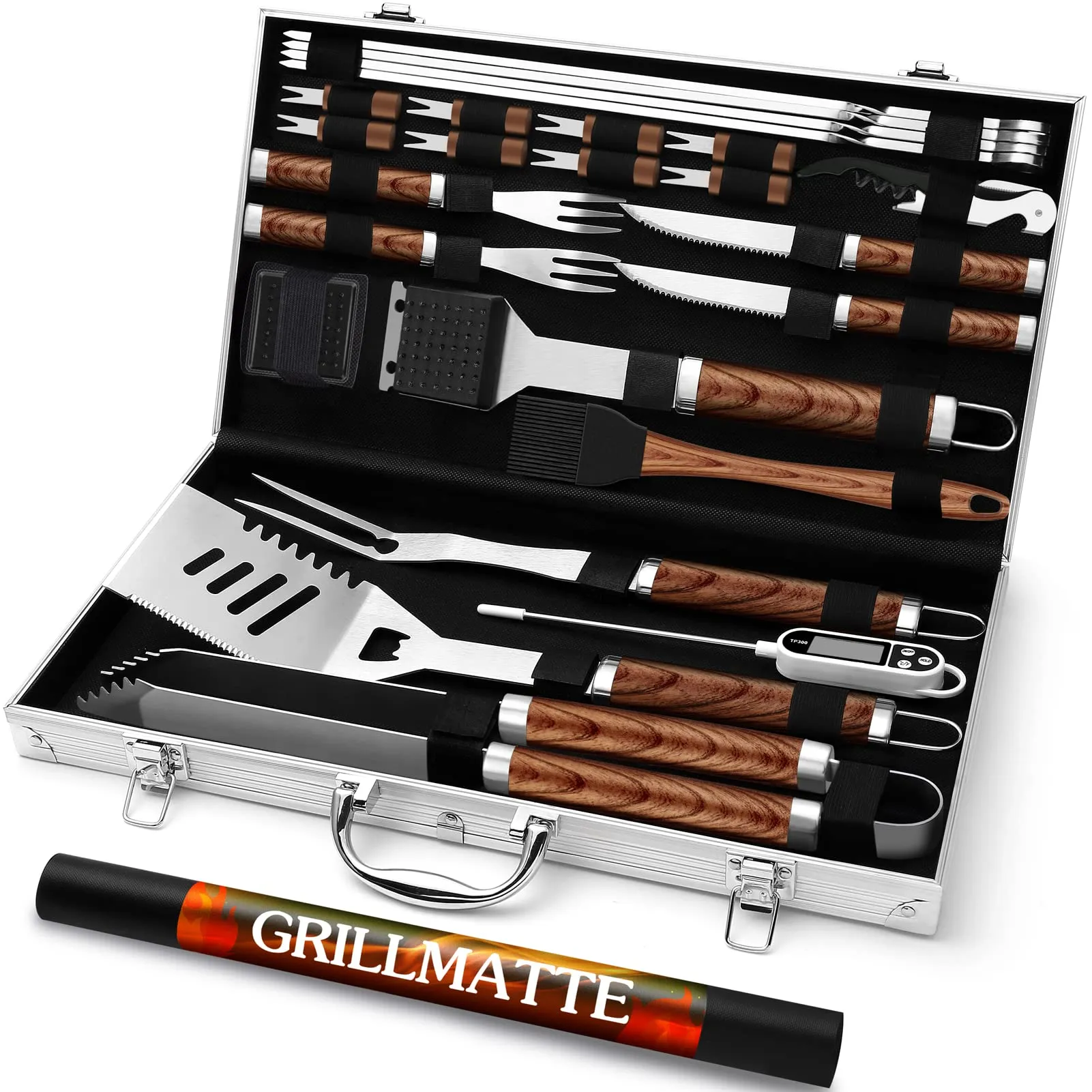 Grilliance Set di 26 accessori per barbecue in acciaio inox