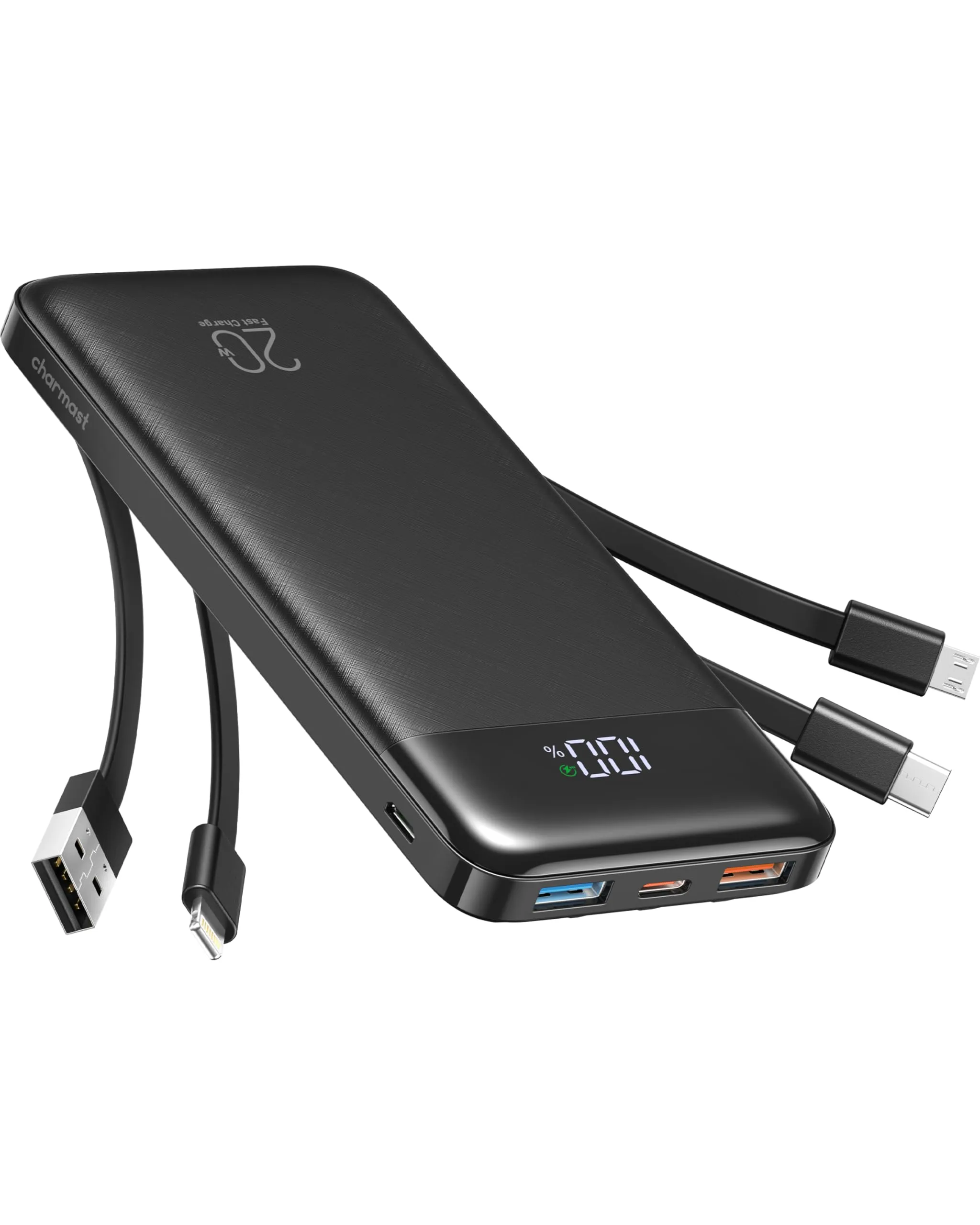 Charmast Power Bank 20000mAh con Cavi Integrati