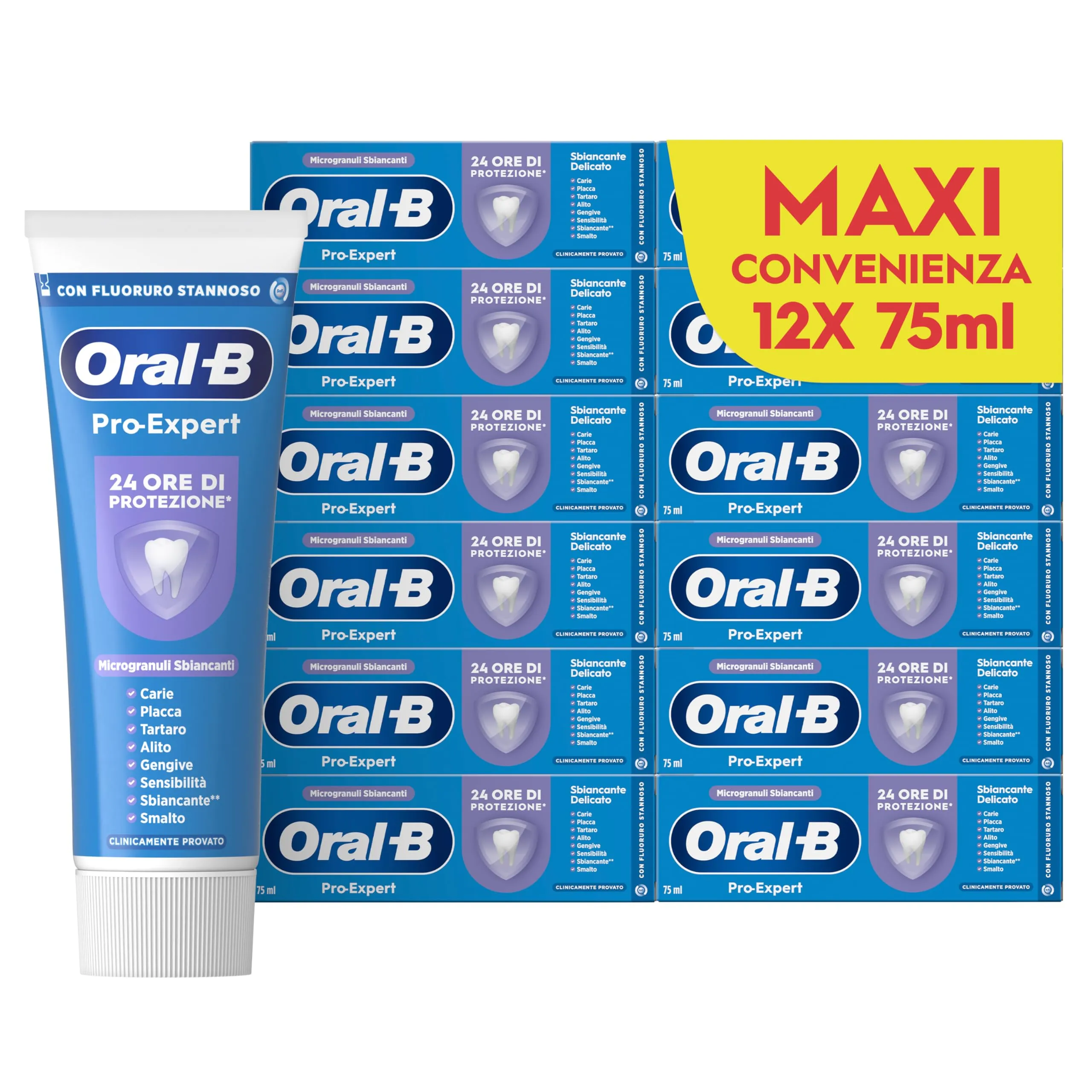 Oral-B Pro-Expert Sbiancante Delicato Dentifricio Menta Verde - 12 x 75 ml