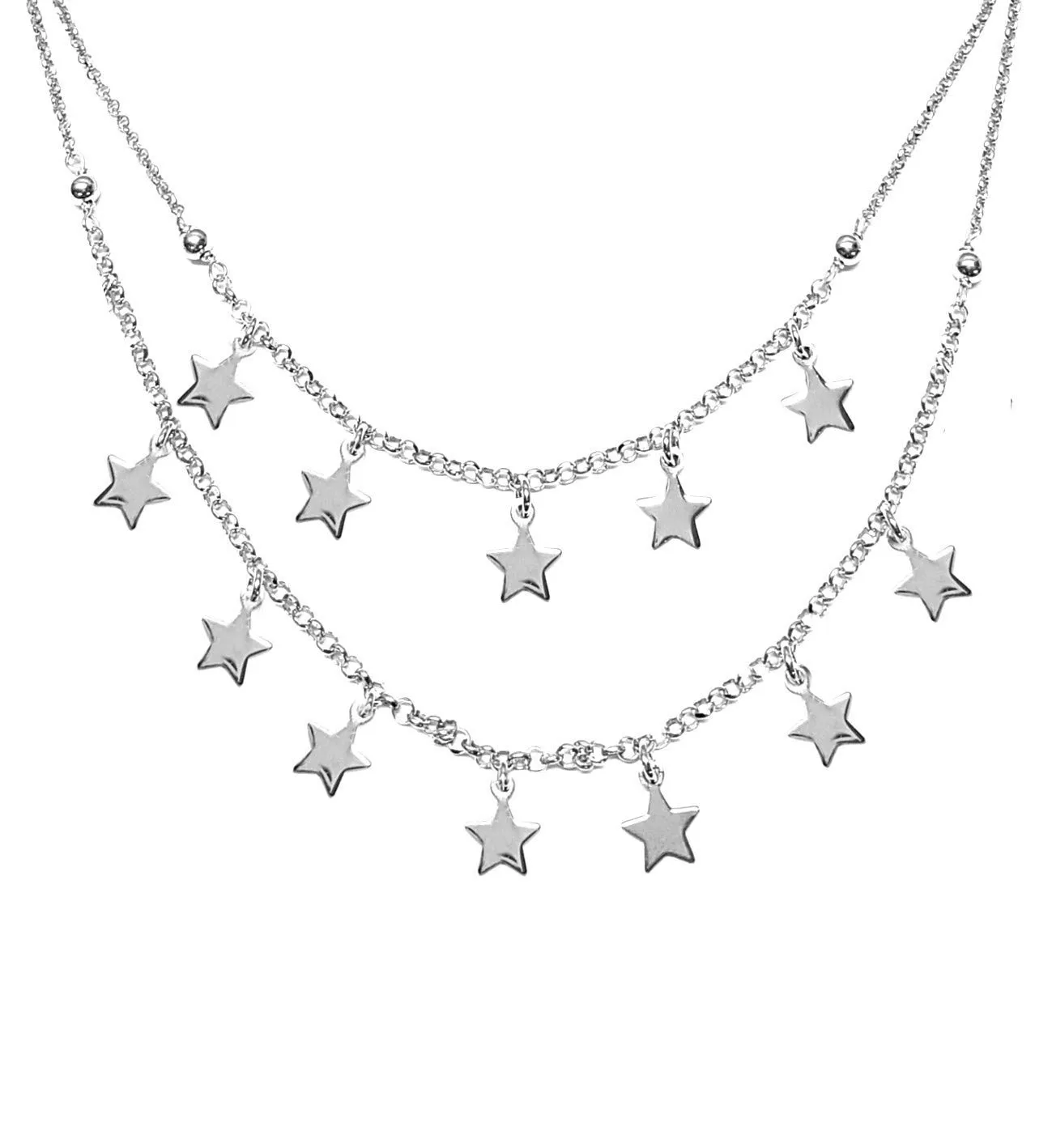 Collana Donna Due Fili con Stelle in Argento 925 - Linea Italia Gioielli