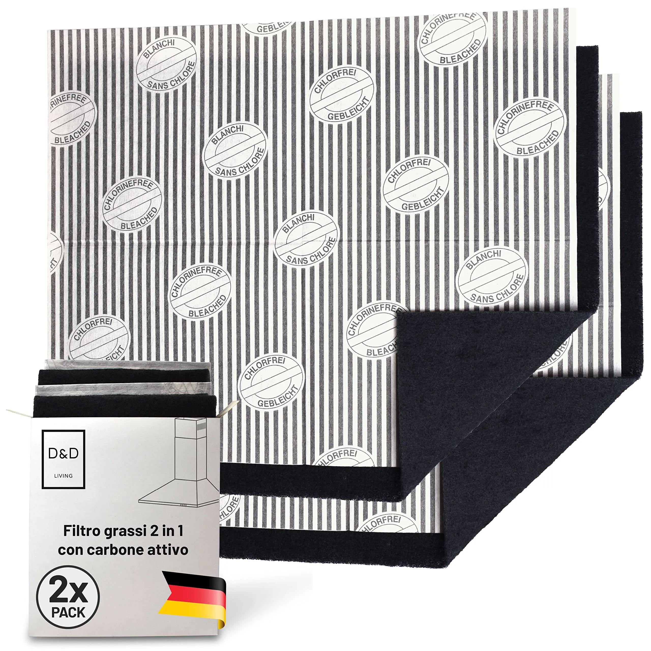 FilterBase® Filtro a carbone attivo per cappa aspirante - Confezione da 2