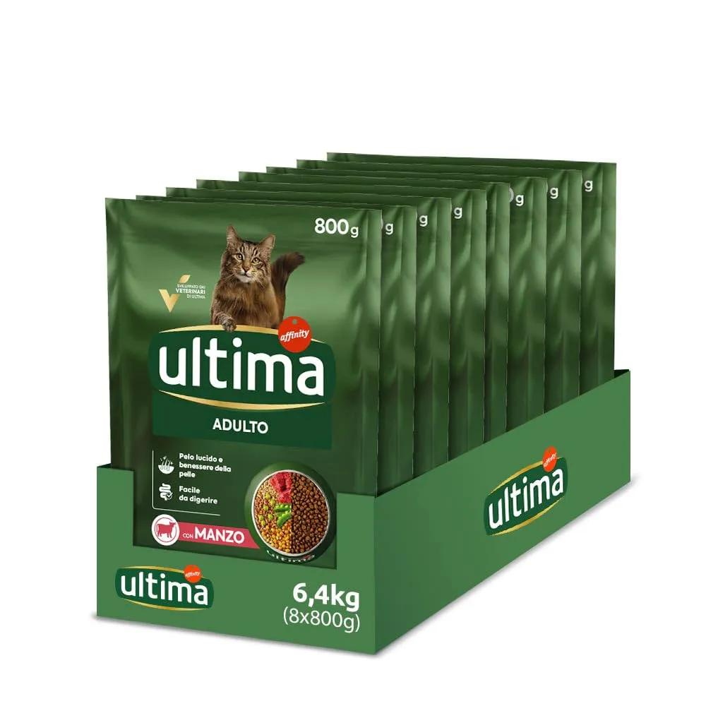 Ultima Adult Manzo - Crocchette per gatti, 6.4 kg