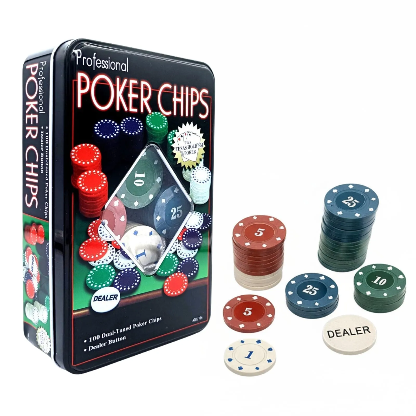Set da Poker Professionale Shop SoftAir, 100 Fiches con Scatola Metallica
