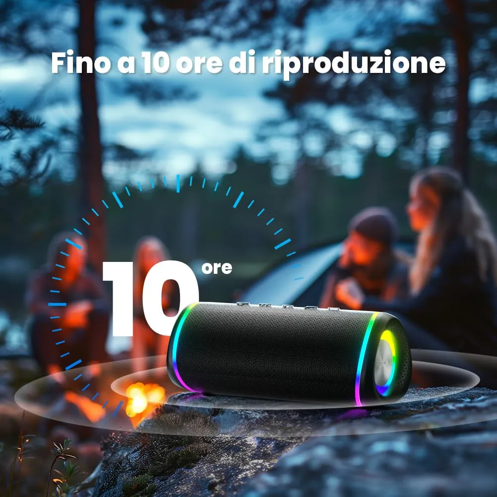 RIENOK Cassa Bluetooth Potente Portatile 30W Impermeabile, Blu | IPX7 Speaker Bluetooth, Bassi Potenti, Vero Stereo Senza Fili, Luce LED, AUX & Micro SD, Ricaricabile Tipo-C RIENOK Cassa Bluetooth Potente Portatile 30W Impermeabile, Blu | IPX7 Speaker Bluetooth, Bassi Potenti, Vero Stereo Senza Fili, Luce LED, AUX & Micro SD, Ricaricabile Tipo-C