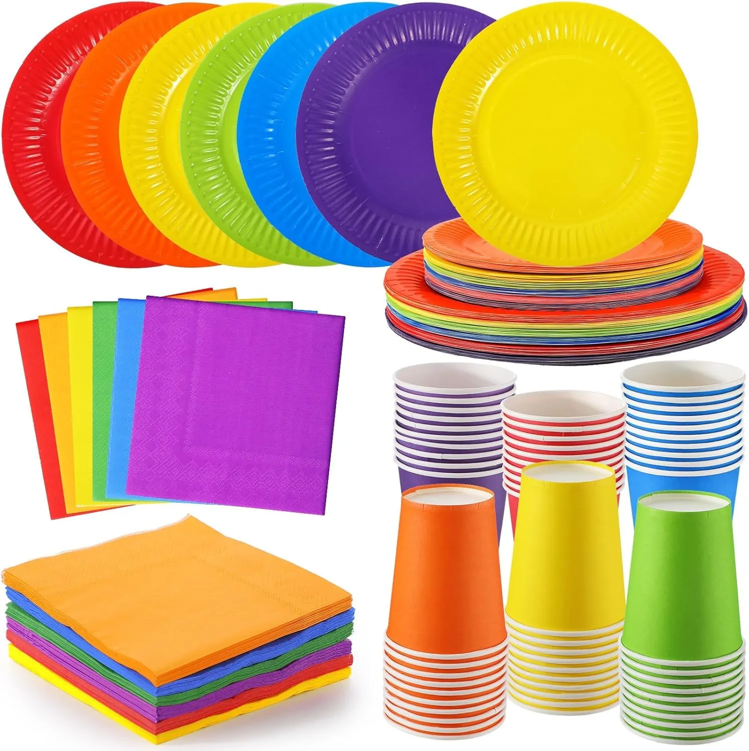 LATERN 120 Pezzi Stoviglie Colorate per Neon Feste in Carta