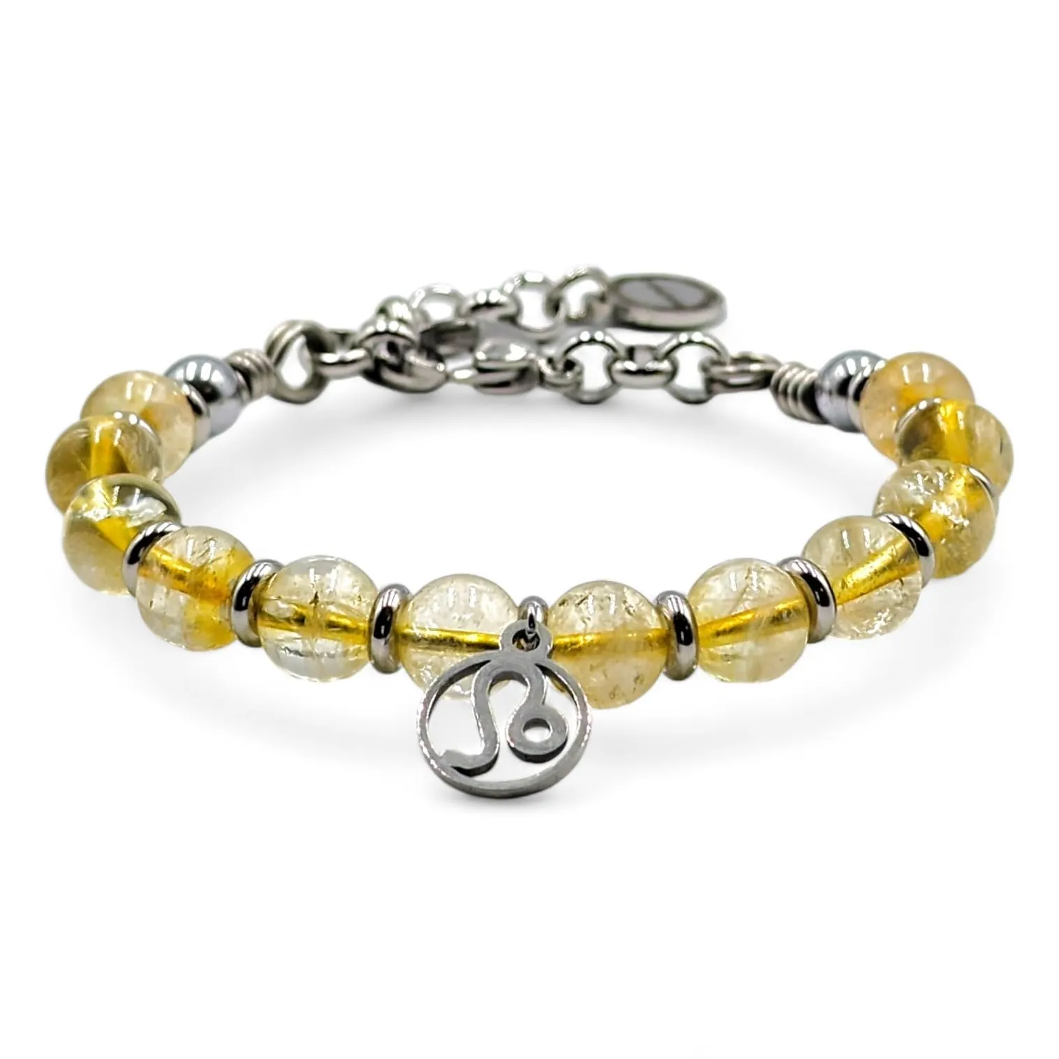 Bracciale semirigido Quarzo Citrino con dettagli in acciaio