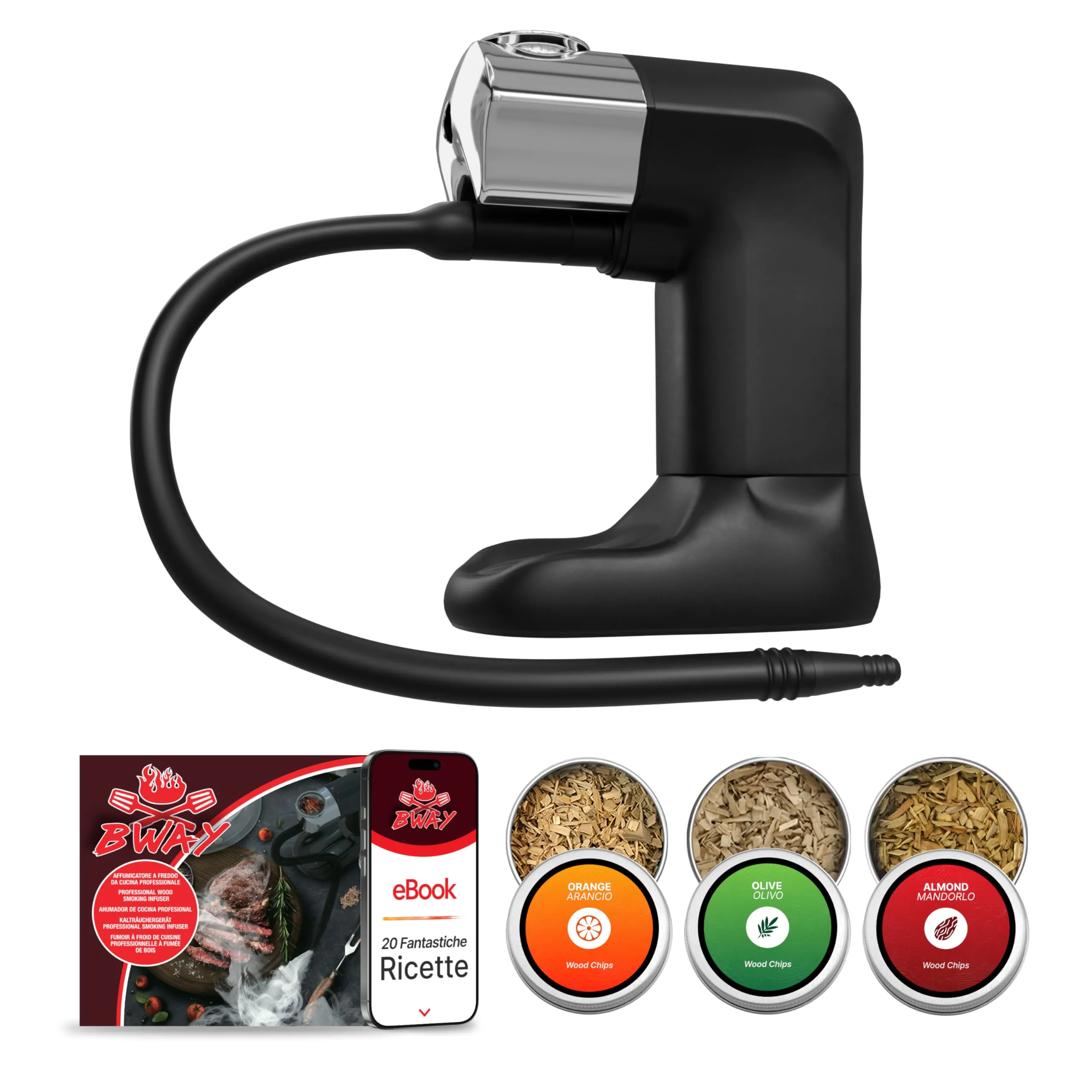 BWAY Affumicatore da Cucina Professionale con Trucioli e eBook