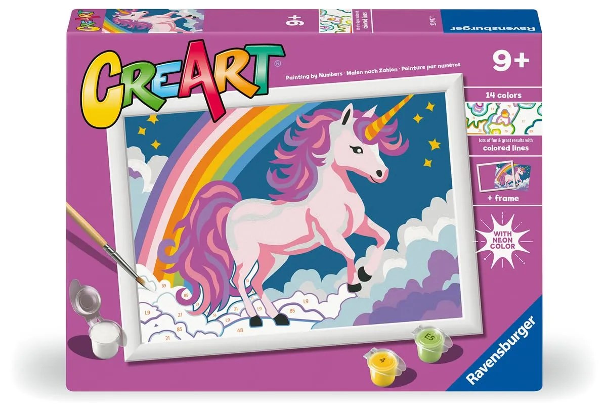 Ravensburger Creart Unicorno Rosa Fluo: Kit Pittura per Giovani Artisti
