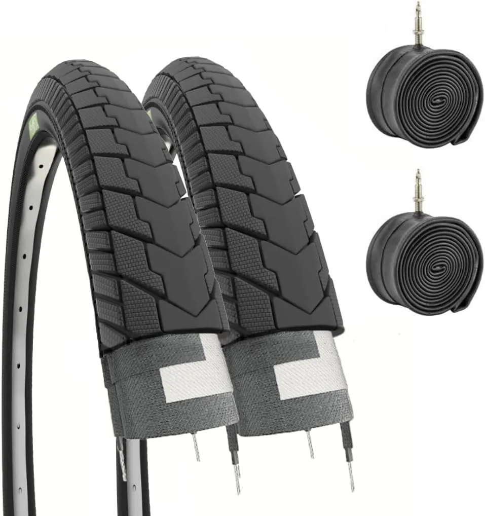 Kit 2 Copertoni 26 x 1 3/8 (37-590) con Camere d'Aria per City Bike Stradale Vintage - Ecovelò