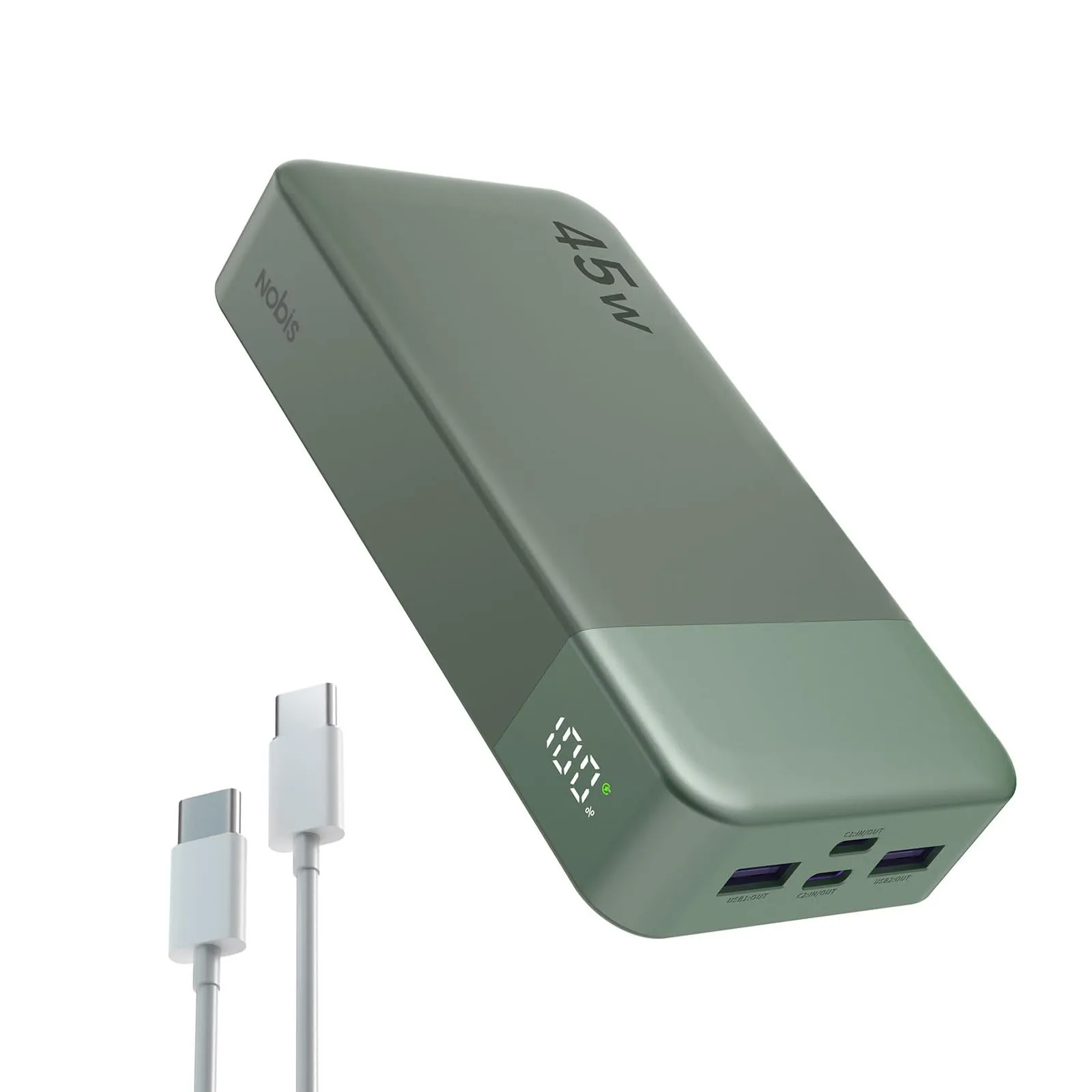NOBIS Power Bank 20000mAh 45W Ricarica Rapida - Verde