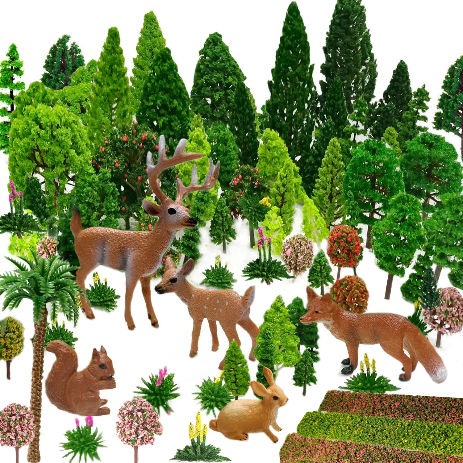 Set Alberi e Animali del Bosco per Modellismo e Diorami - 70 Pezzi