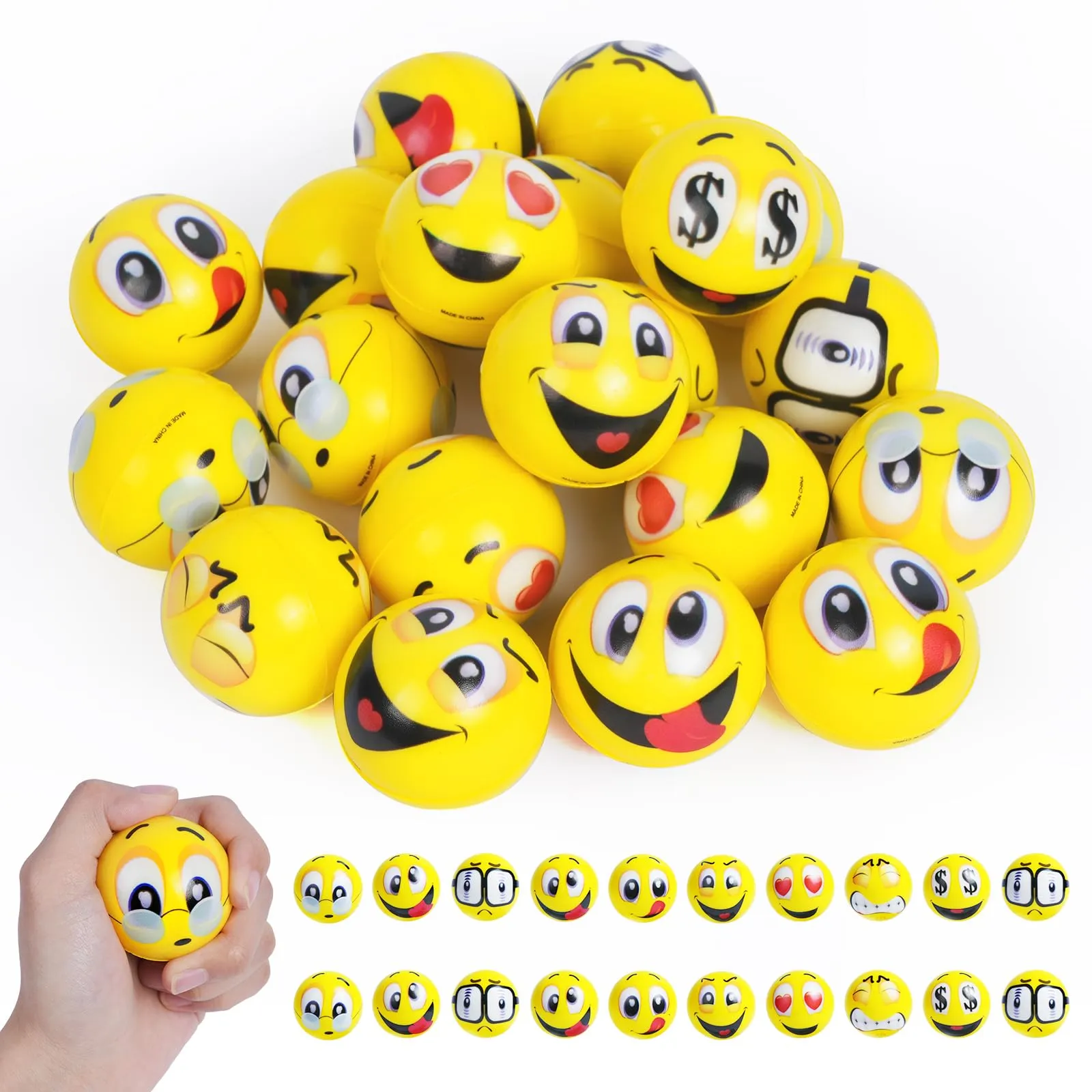 Ainiv 20 Palle Antistress Emoji per Bambini e Adulti