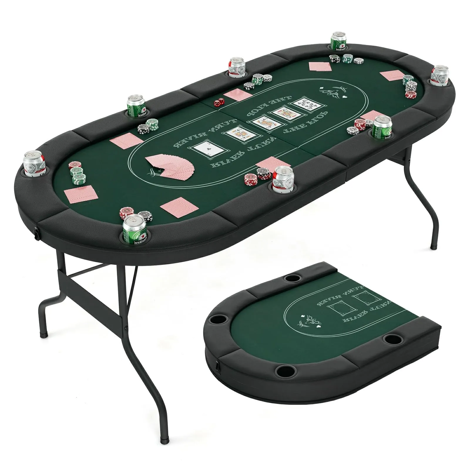 Tavolo da Poker Pieghevole HOMASIS per 8 Giocatori con Portabicchieri