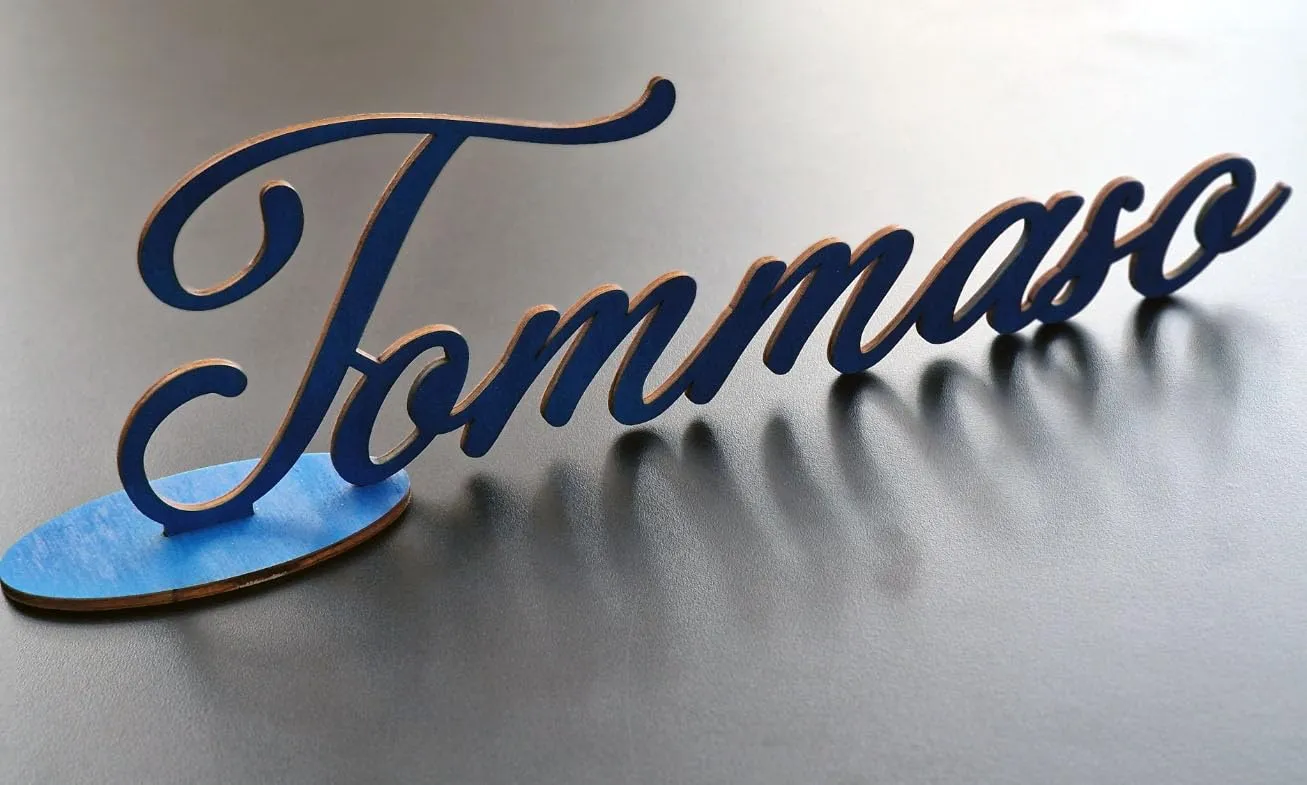 Scritta in Legno Personalizzata - Nome Inciso al Laser | Topper o Targa Decorativa