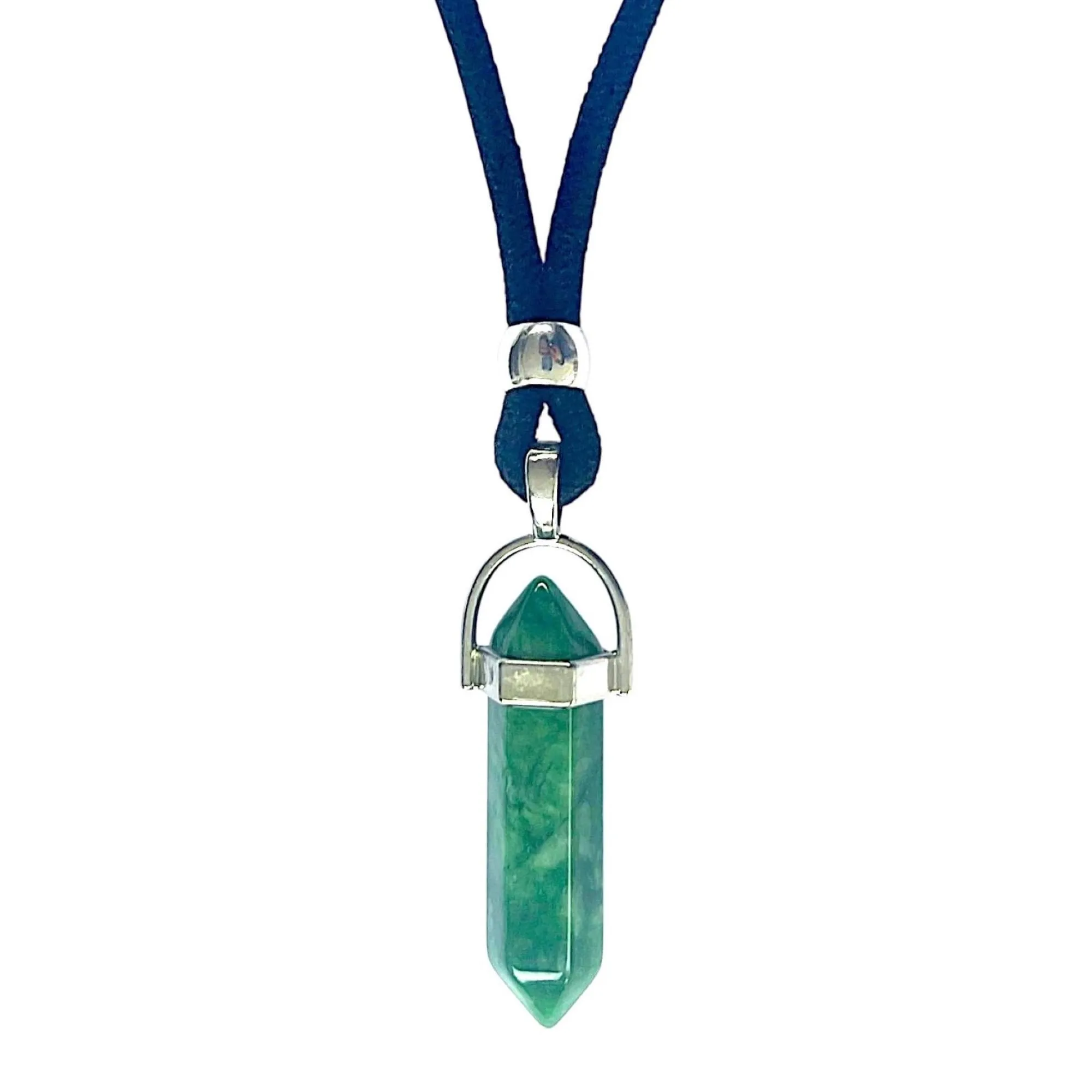 Ciondolo Amuleto in Argento con Pietra Energetica Naturale - Giada Verde