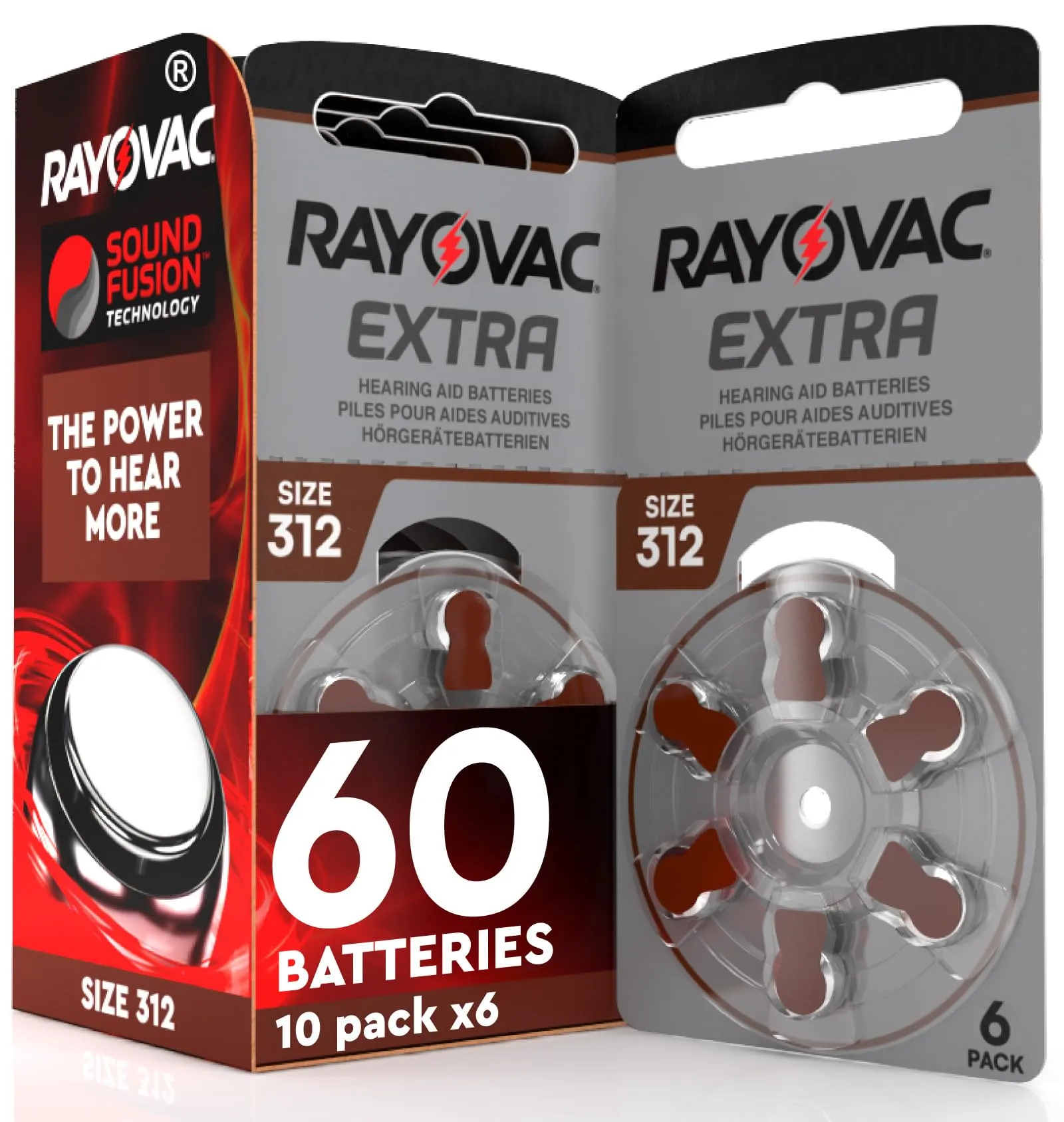 Rayovac Extra Advanced 312 (PR41) - 60 Batterie per Apparecchi Acustici