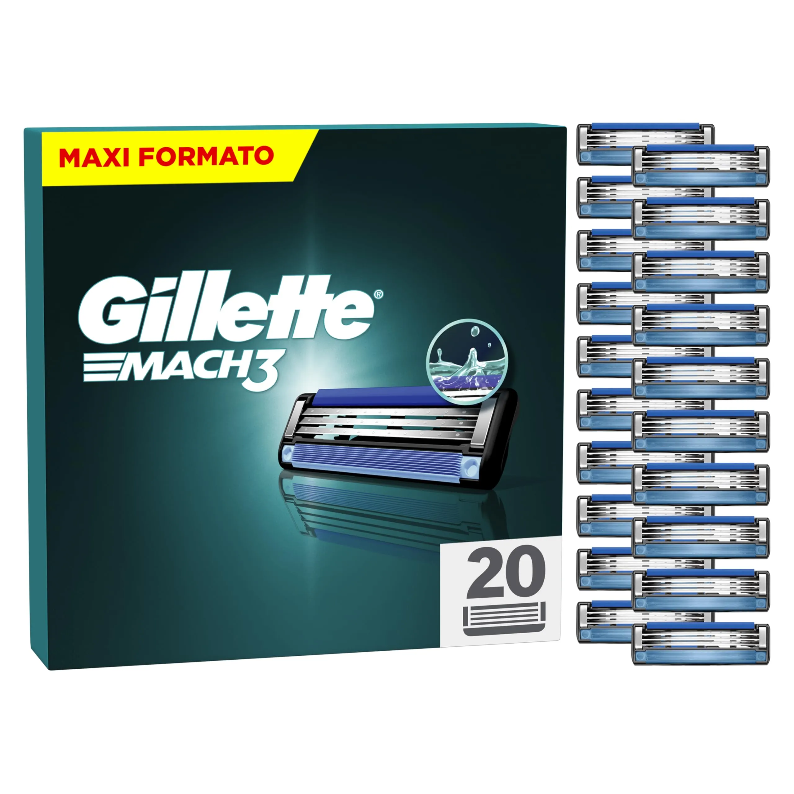 Gillette Mach3 Base - 20 Lamette di Ricambio per Rasoio