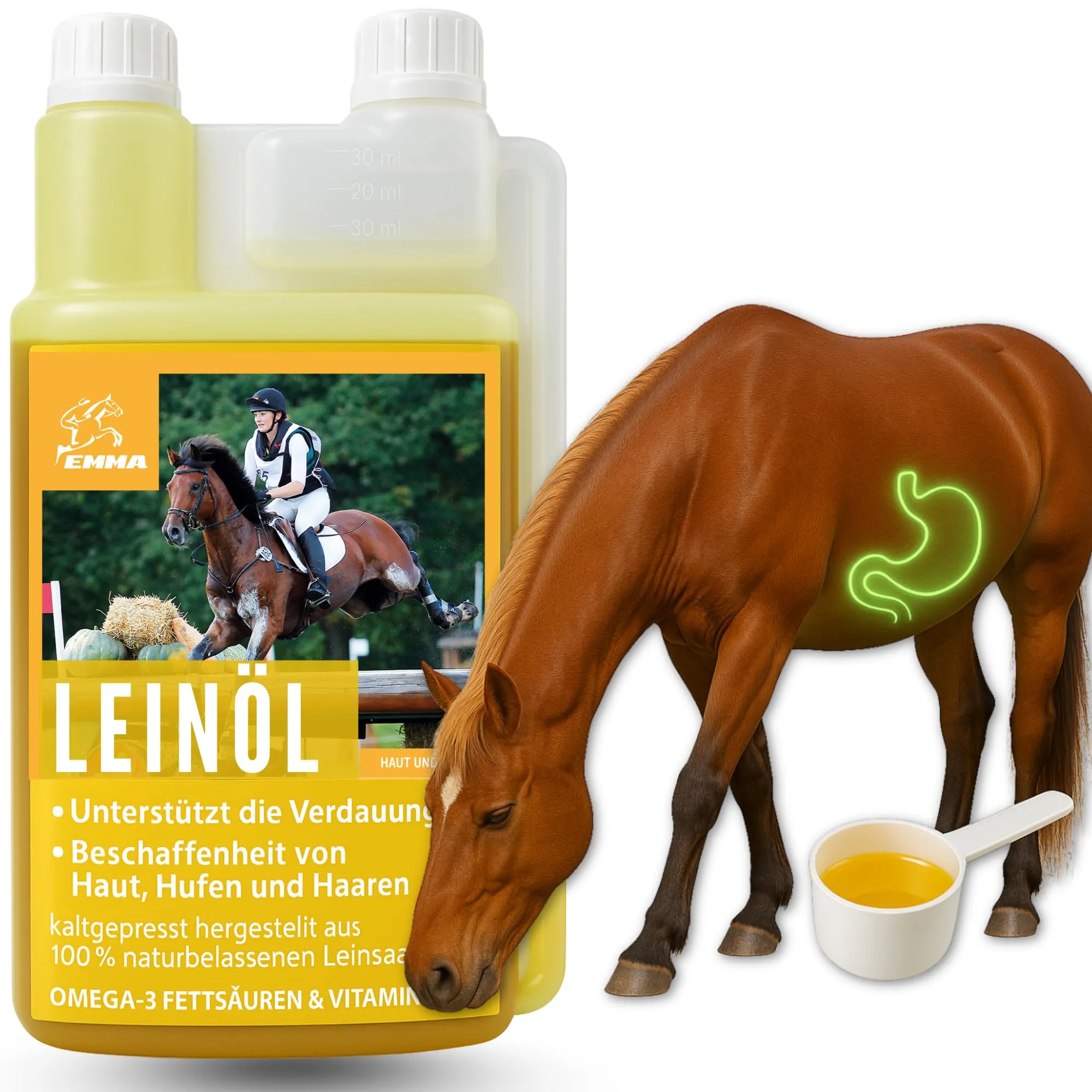 Olio di Semi di Lino per Cavalli, Cani e Gatti - 1 Litro