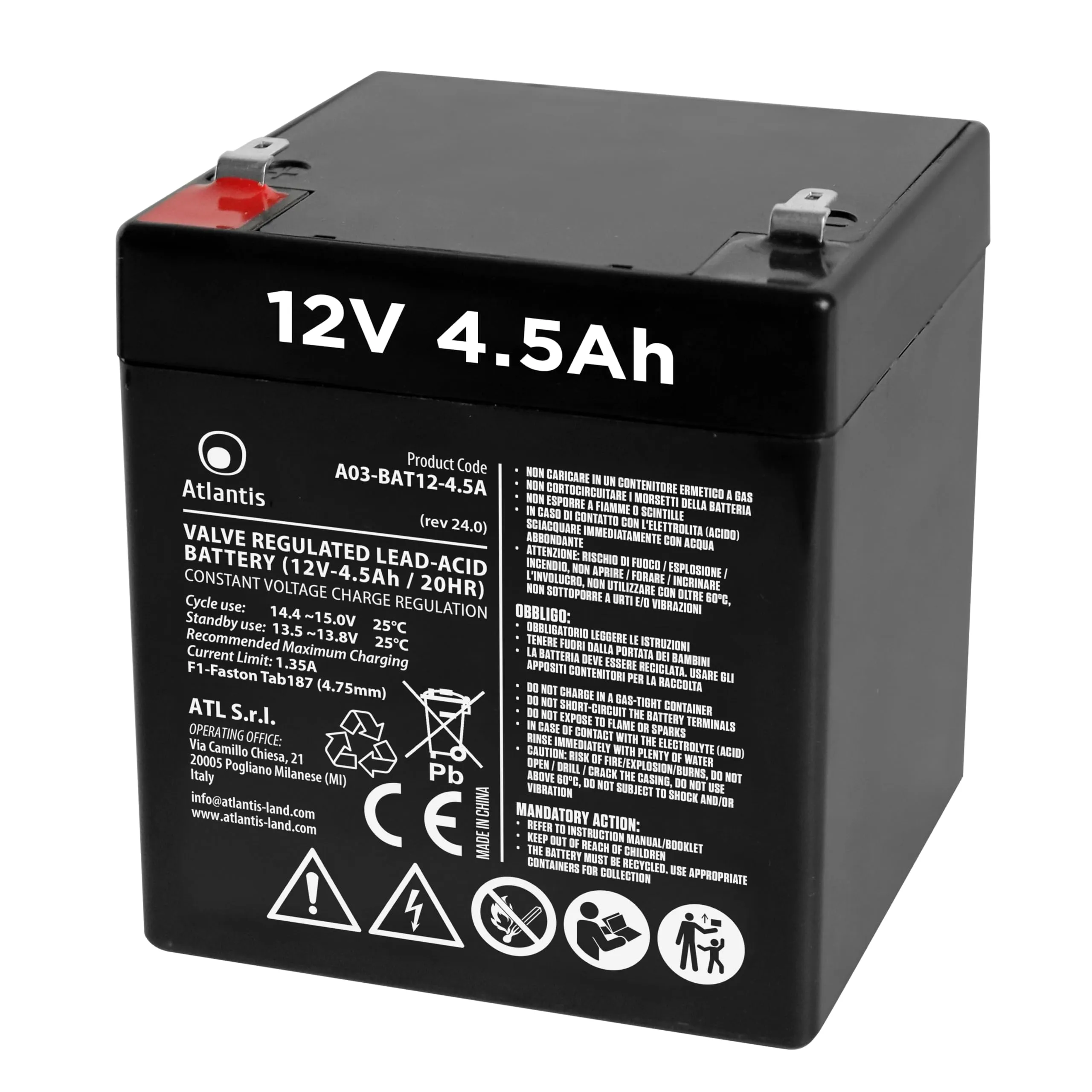 Batteria al piombo 12V 4,5Ah ermetica (VRLA) FIAMM FG20451