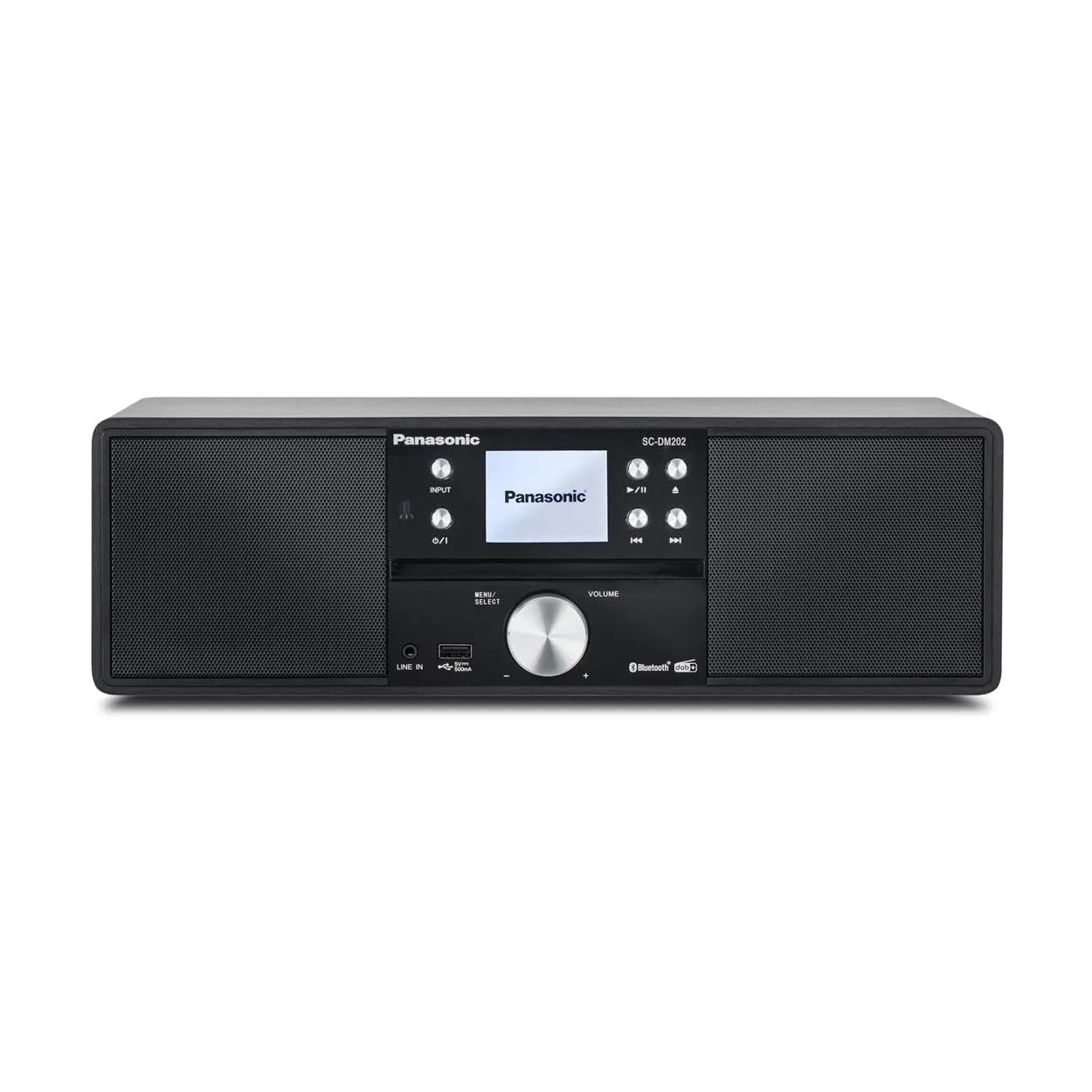 Panasonic SC-DM202EG-K Sistema Stereo Micro Hi-Fi Compatto con CD, Radio DAB+/FM, USB e Bluetooth, Altoparlanti da 24W, Telecomando, Display LCD TFT 2,4", Impostazioni EQ, Nero