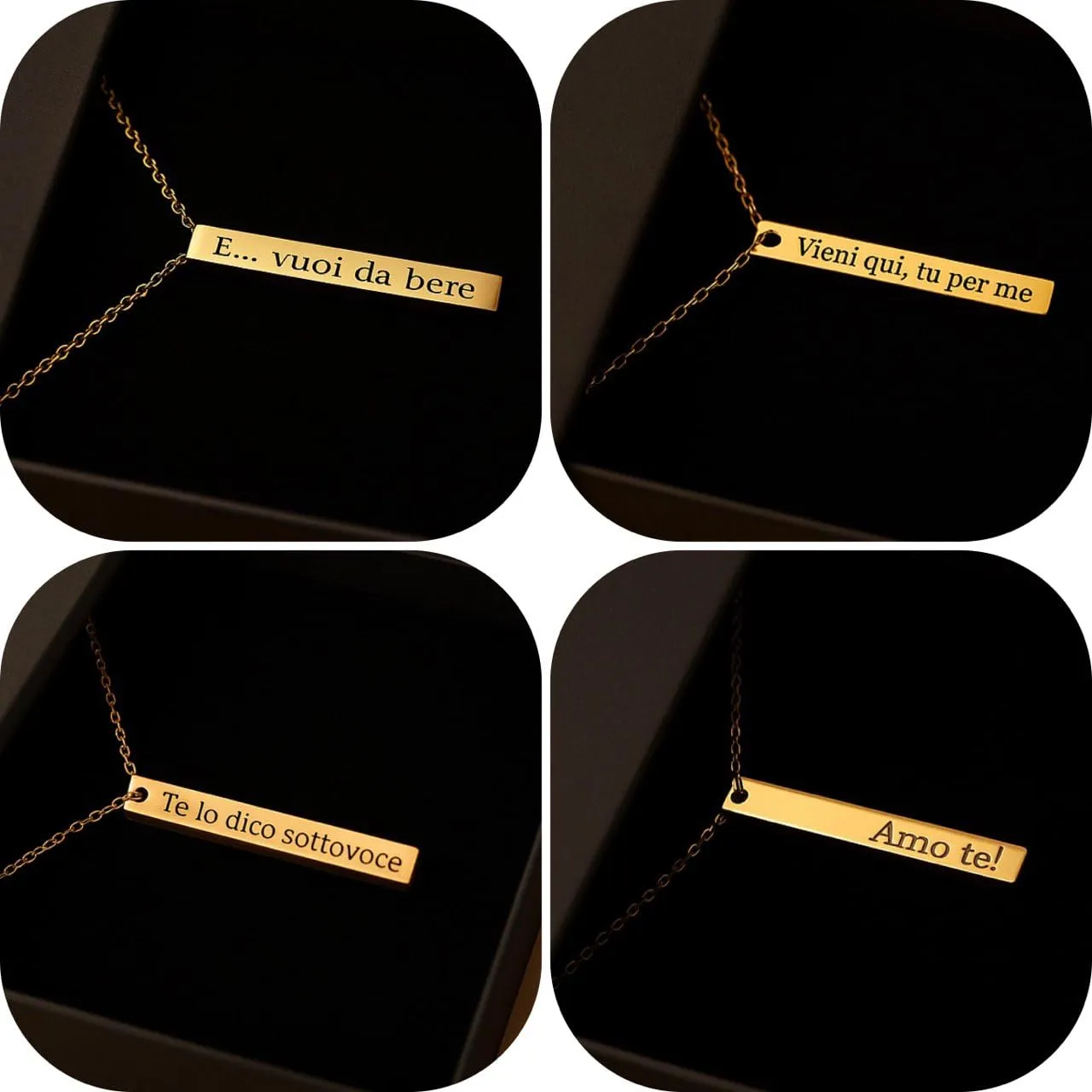 Collana Unisex Personalizzabile con Incisione - Ciondolo Rettangolare in Acciaio Inossidabile