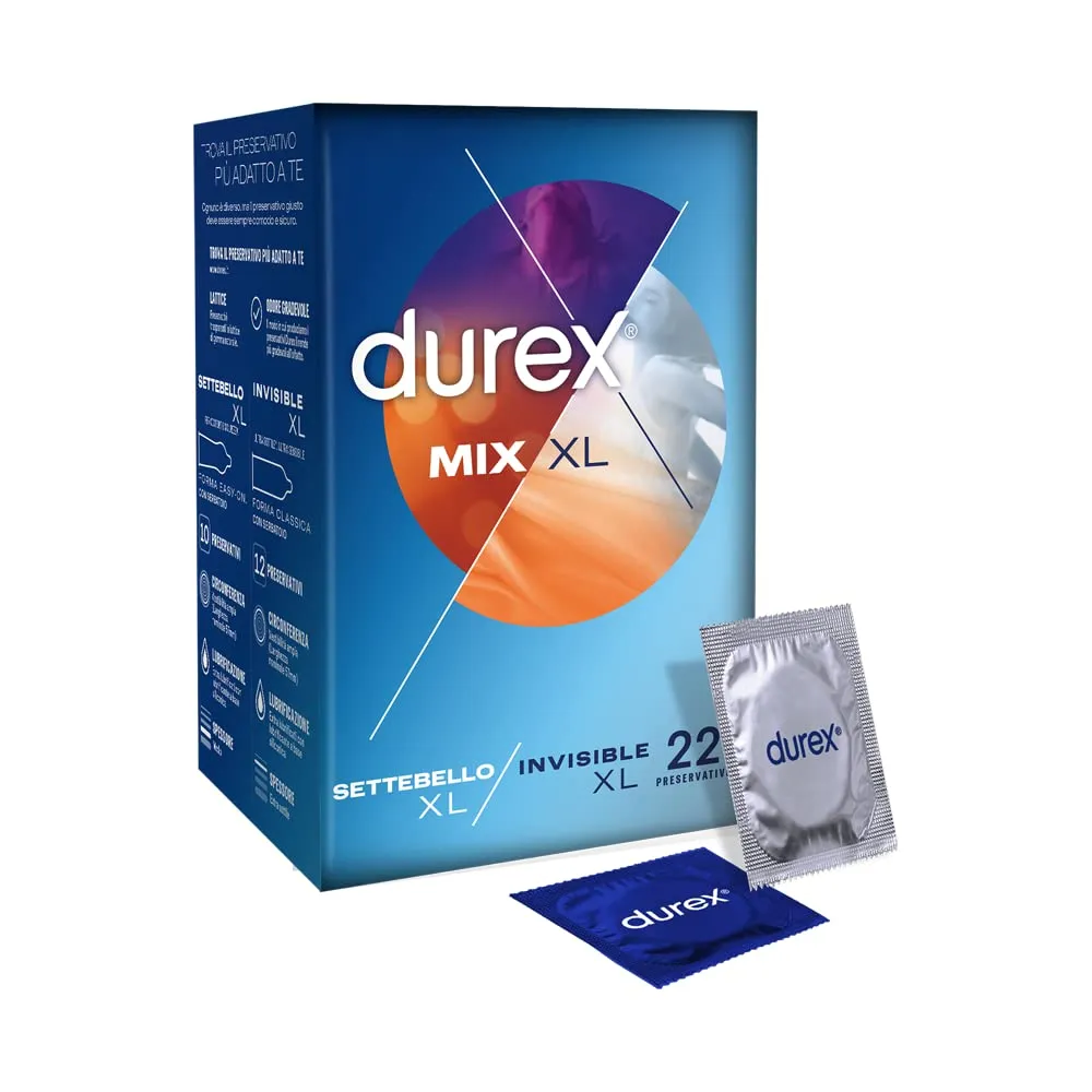 Durex Combo Mix XL - Preservativi Extra-Large, Settebello XL e Invisible XL, 22 Profilattici