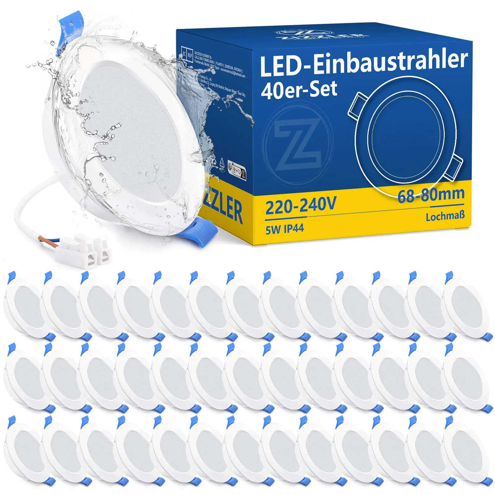 ZIZZLER 40 Faretti LED da Incasso per Cartongesso - Illuminazione Calda e Efficiente per la Tua Casa