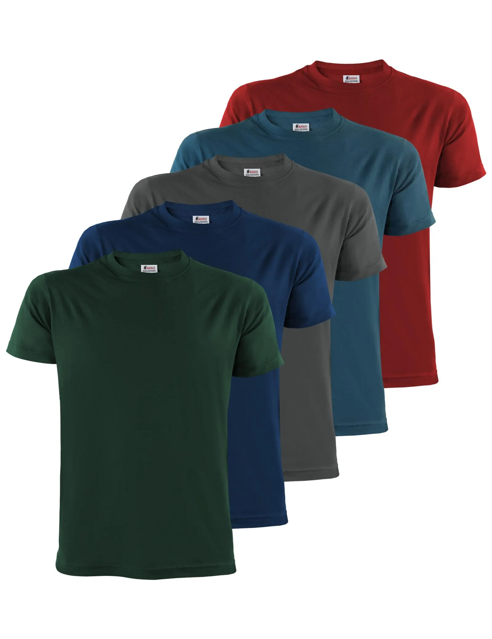 ALPIDEX T-Shirt Uomo - Confezione da 5 - Girocollo - Earth - XXXL