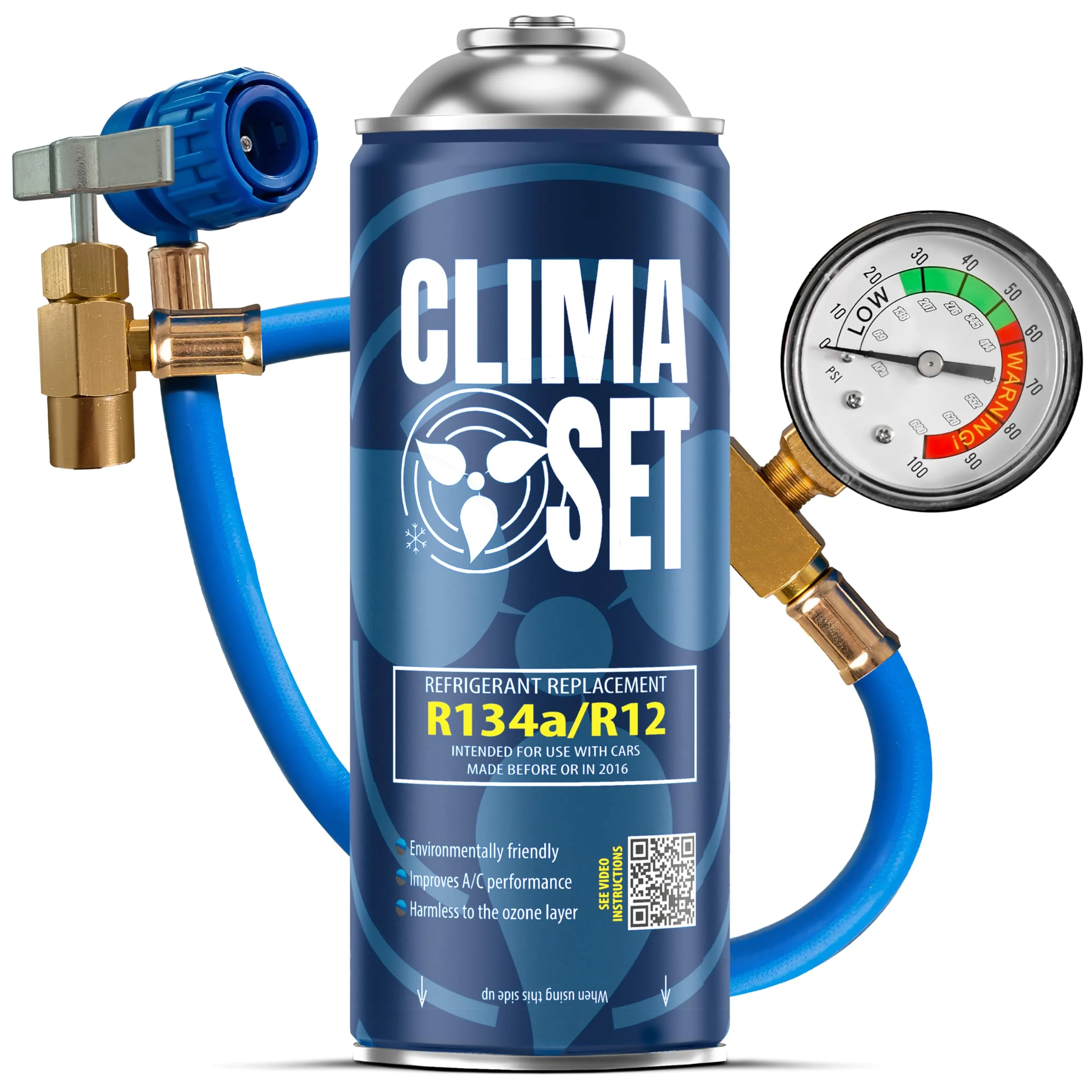 Clima Set Refrigerante R134a Sostitutivo 170g con Tubo e Manometri