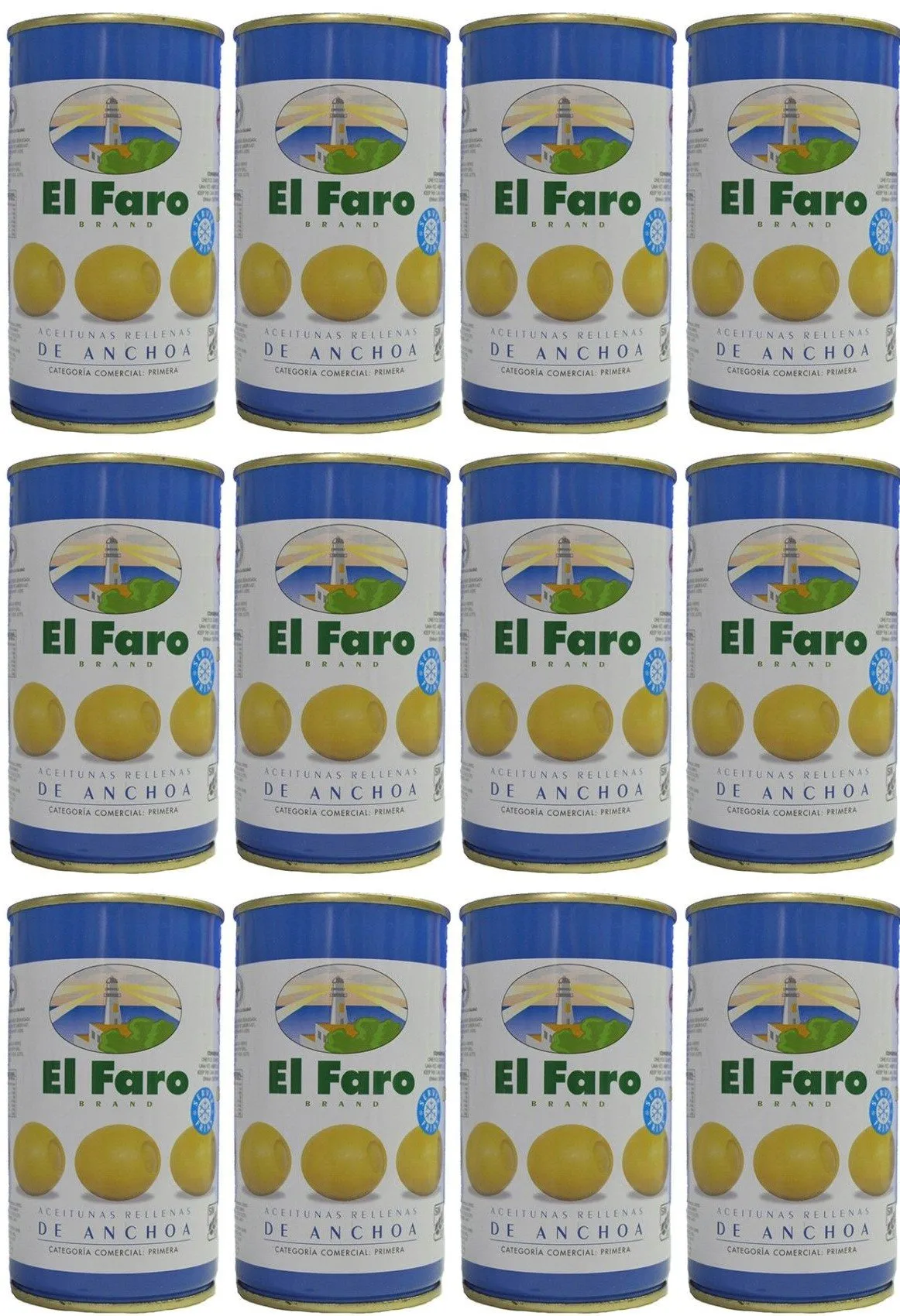 El Faro - Olive ripiene di acciughe 350 gr. (Pack da 12)