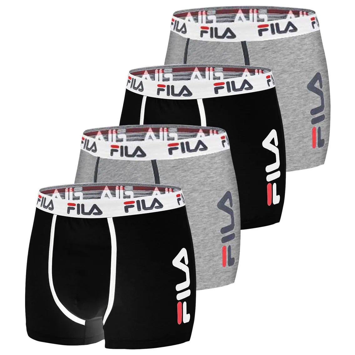 FILA Boxer Uomo Cotone, Ultra Morbido, Antiscivolo, Set di 4