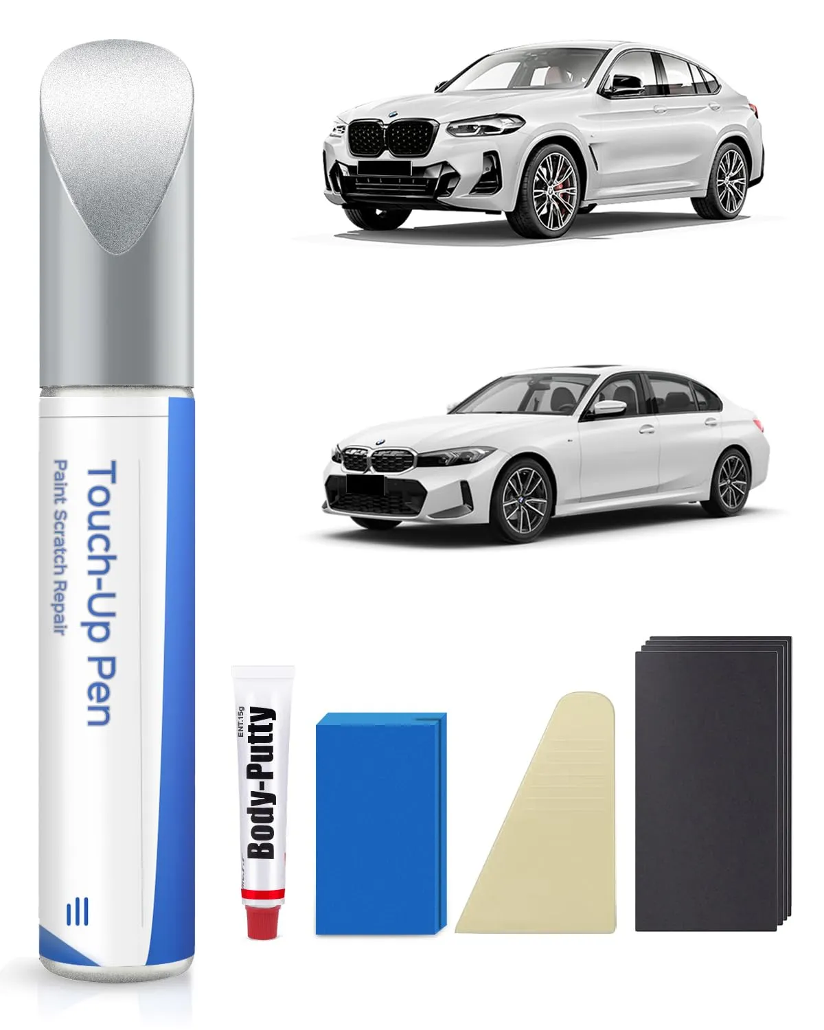 Kit Penna Vernice Tristrato Metallizzato A96 Mineralweiß per BMW