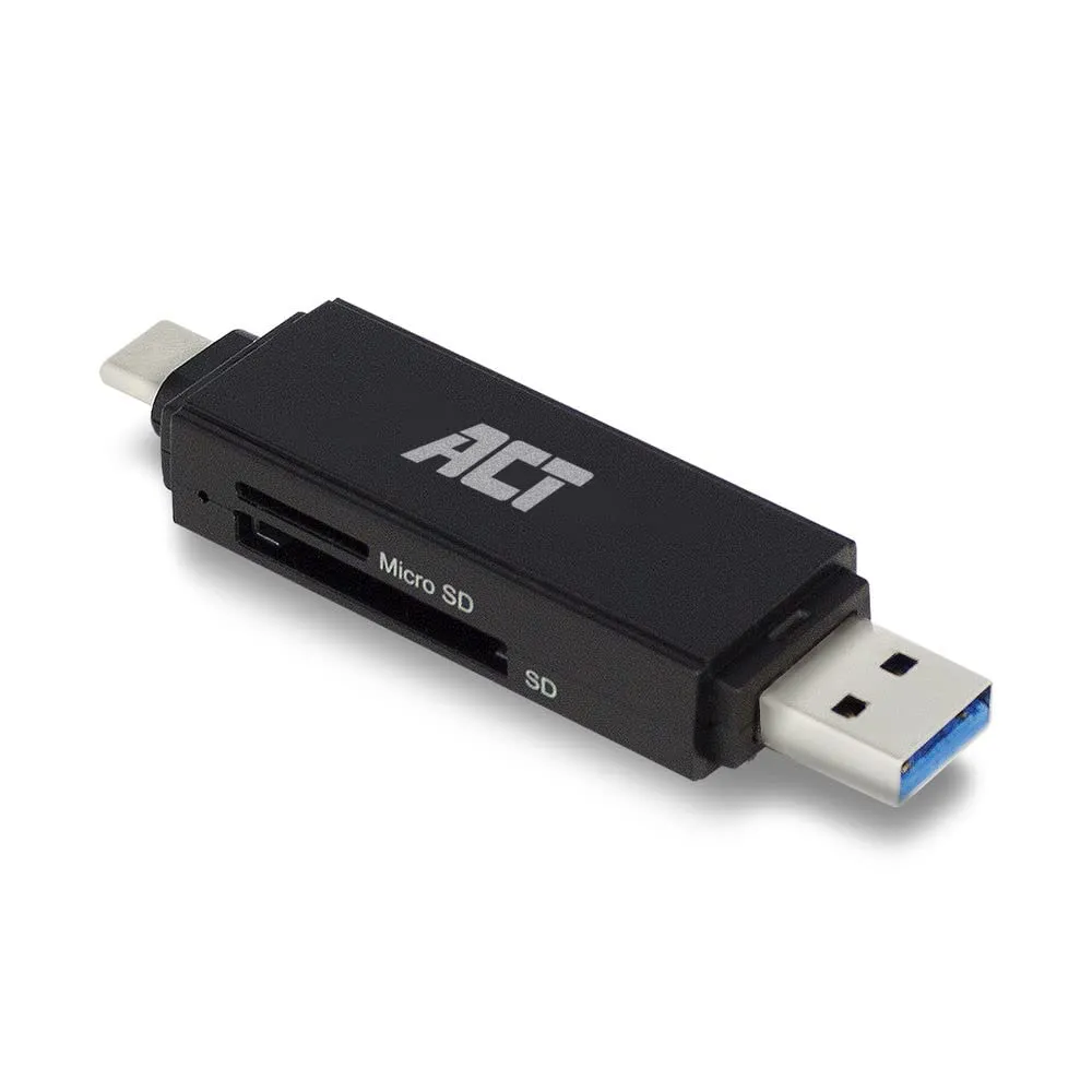 ACT AC6375 Lettore di Schede USB-C/USB-A per SD/Micro SD