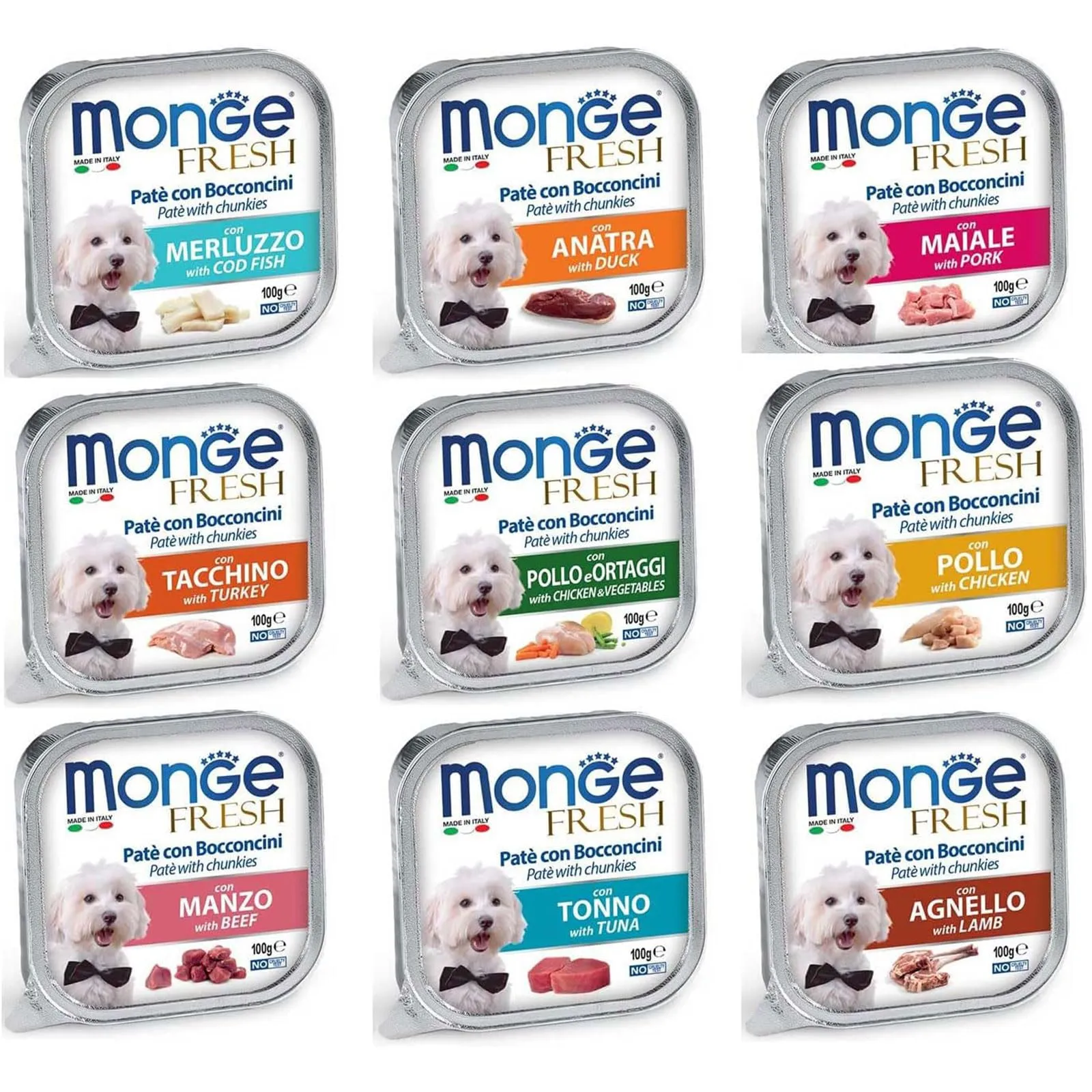 Monge Fresh Paté Manzo per Cani - Confezione da 32 Vaschette da 100g
