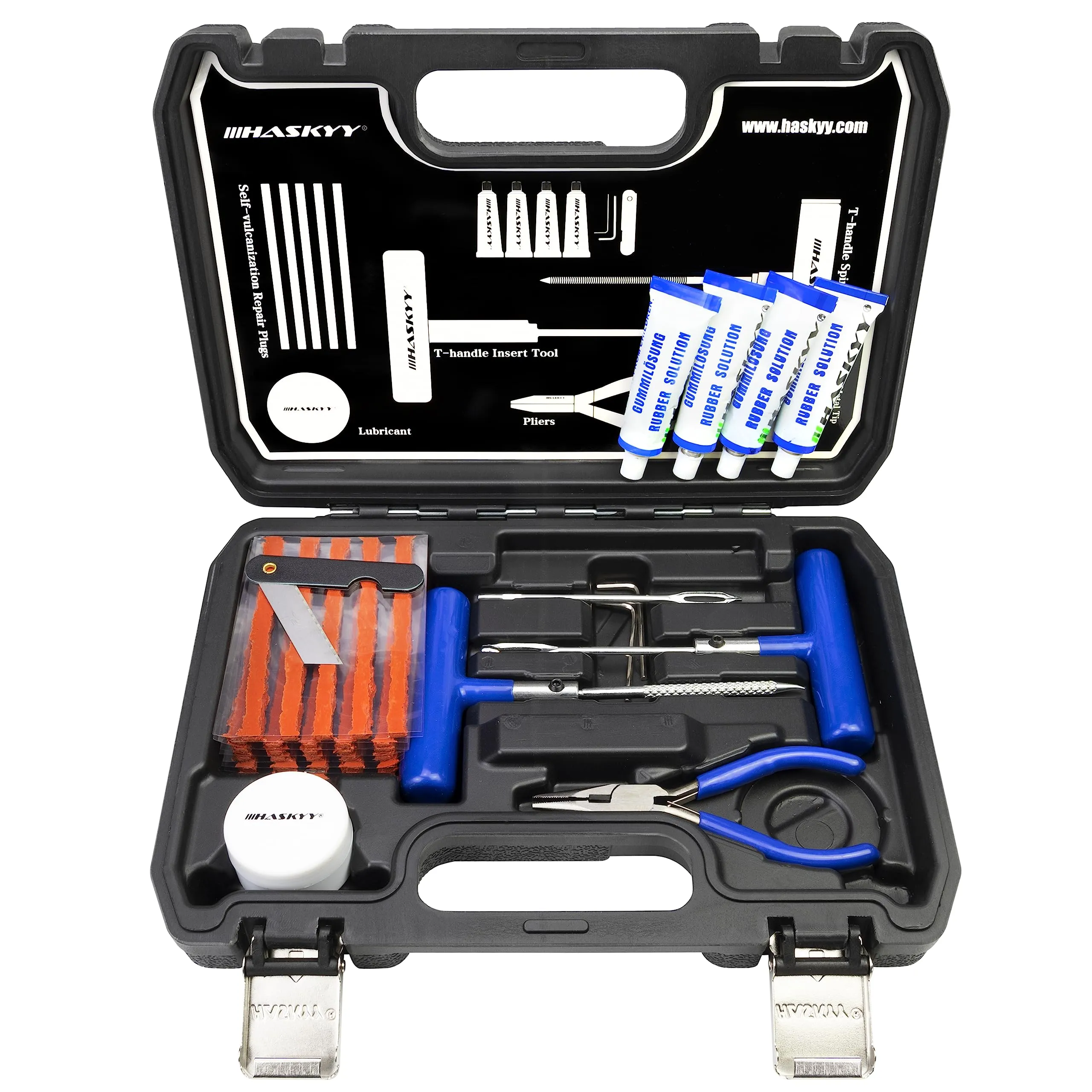 HASKYY Kit Professionale di Riparazione Pneumatici 47 Pezzi