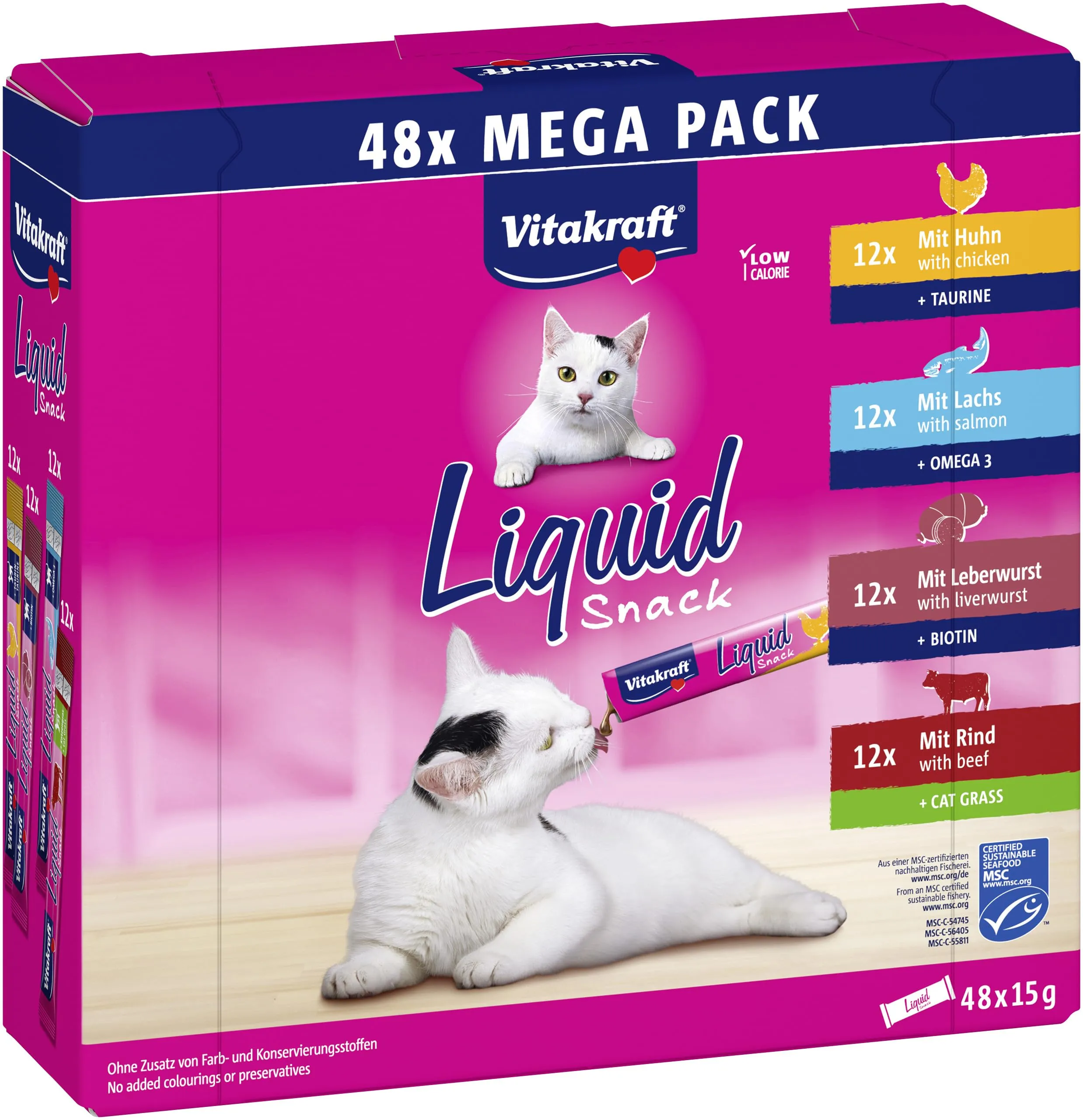 Vitakraft Liquid Snack Mega Pack: Snack Cremosi per Gatti - Gusto Assortito