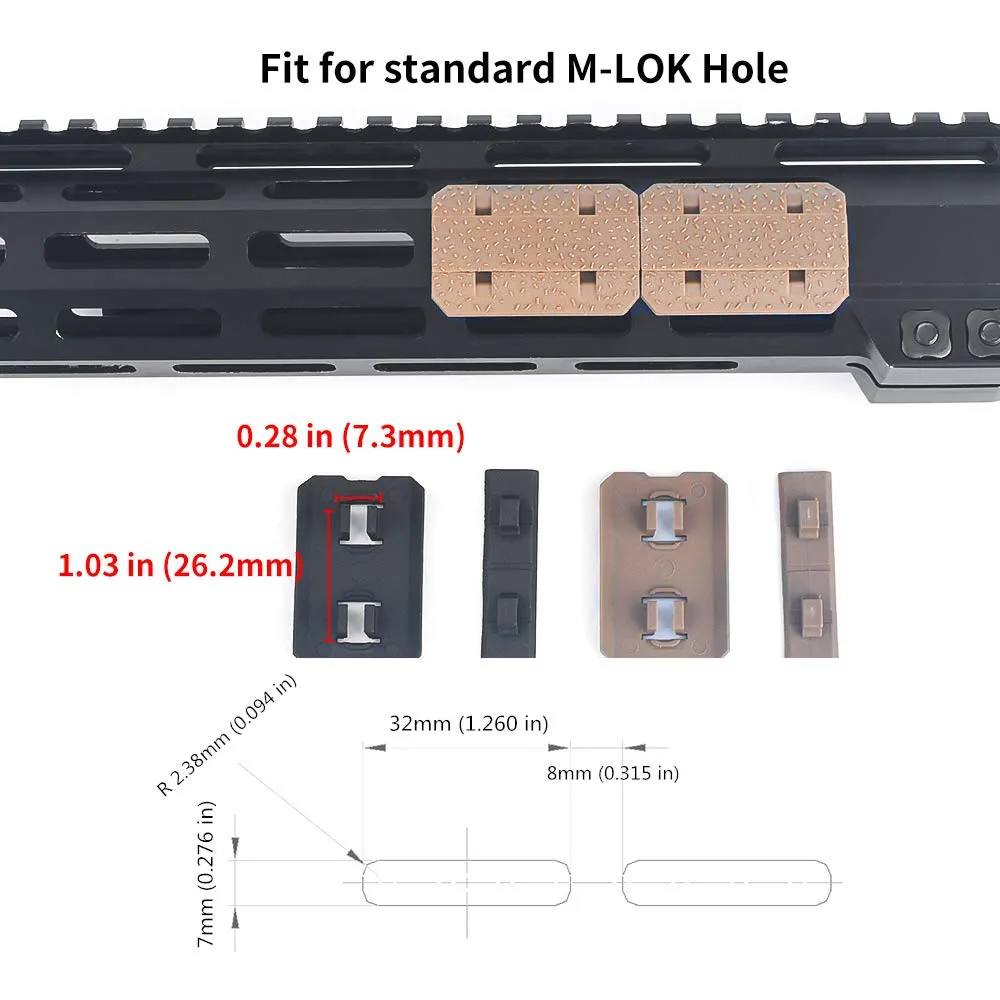 SBGJMY - Set di 12 Protezioni Paramani MLOK in Gomma Nera