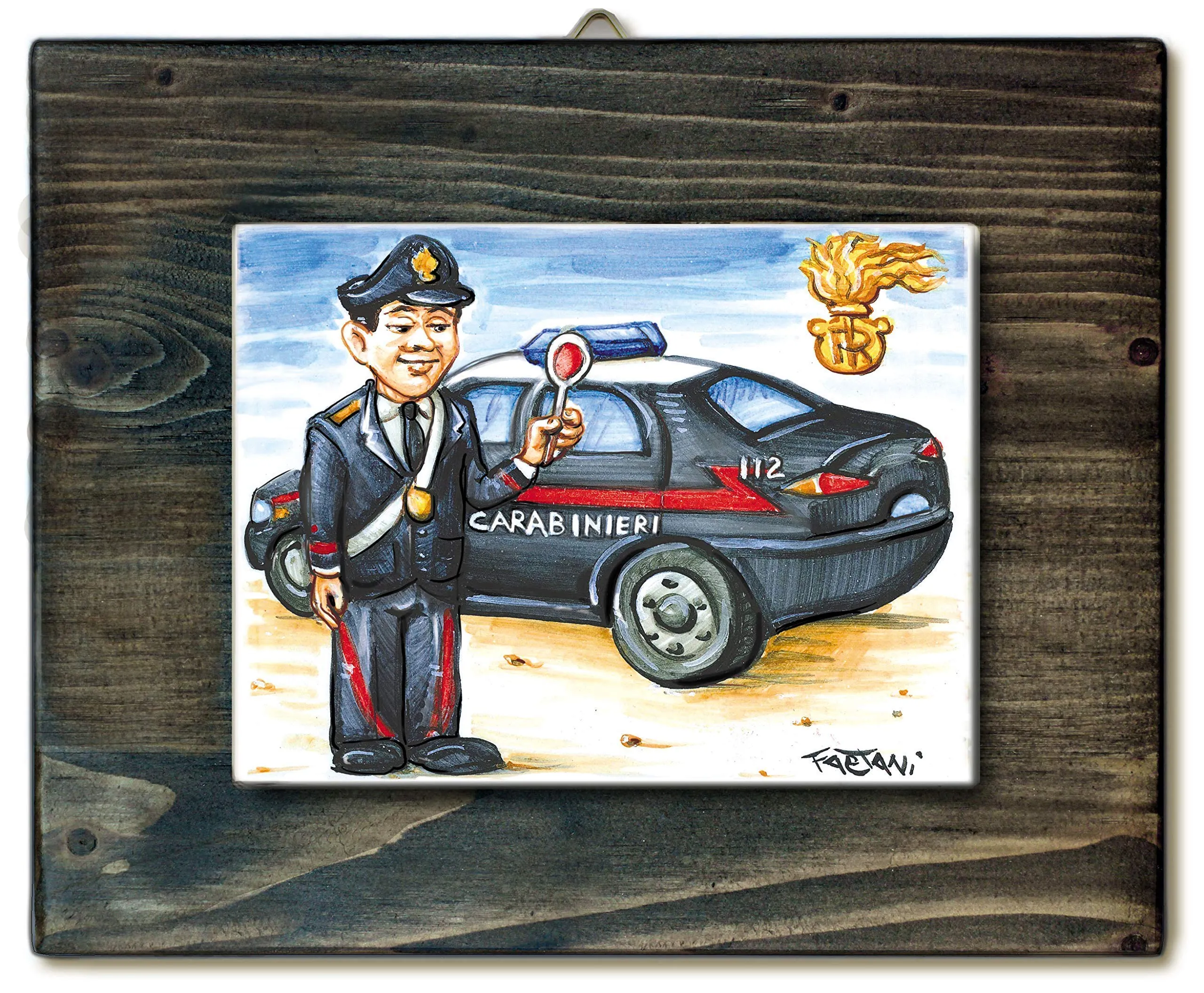 Carabiniere Uomo - Fumetto Quadro Ceramica: Un Sorriso Made in Italy