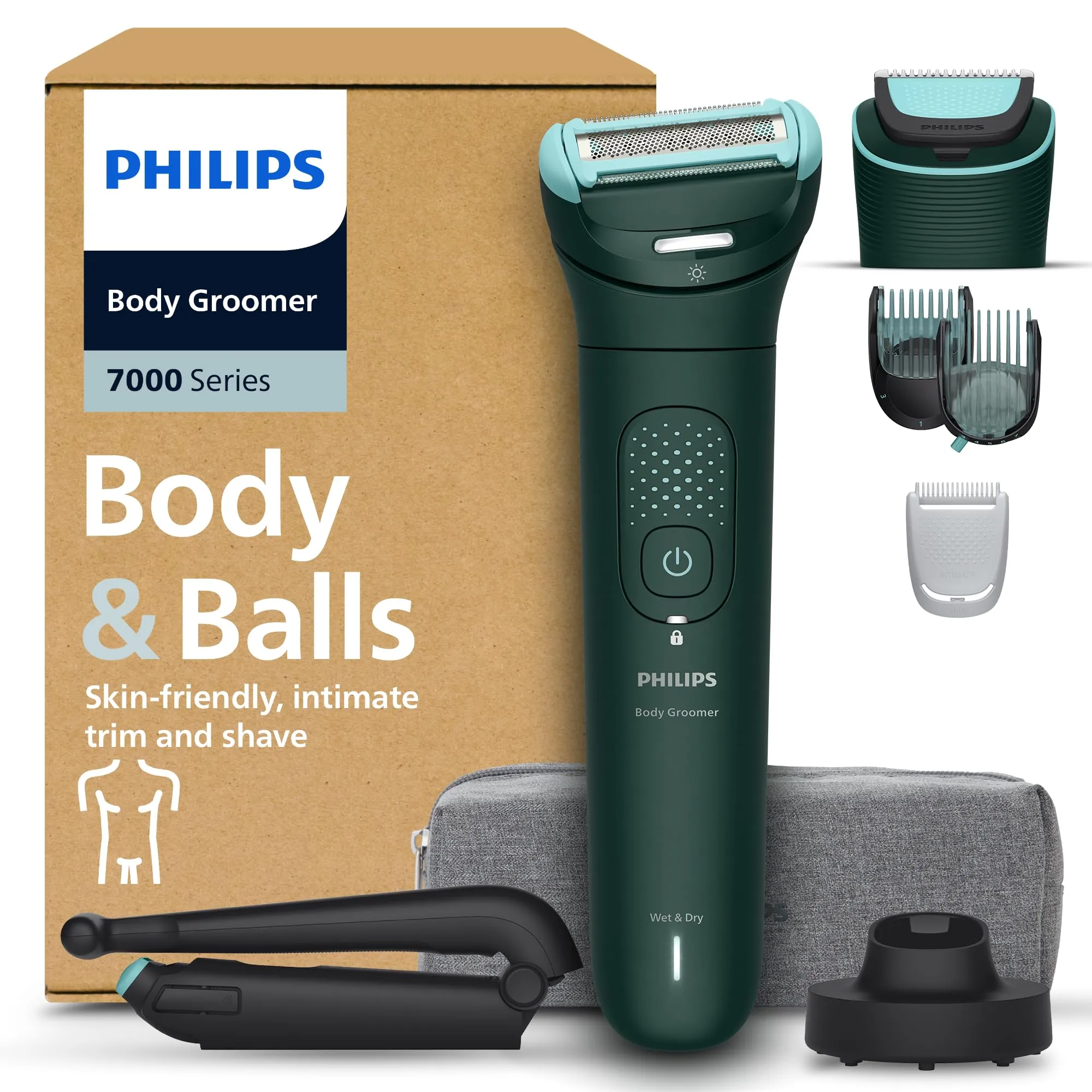 Philips Bodygroom Serie 7000 BG7485/30: Rifinitore Intimo Uomo per Rasatura Perfetta e Delicata