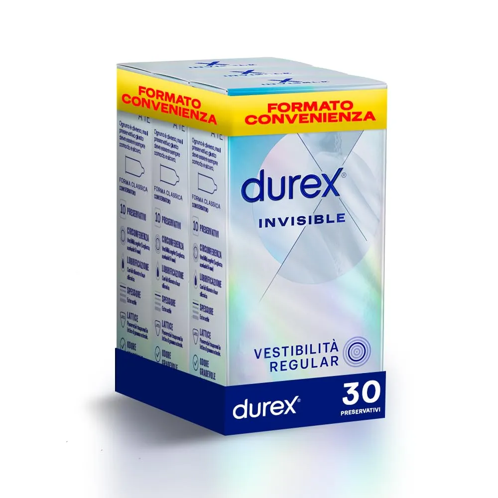 Durex Invisible Preservativi Ultra Sottili, 30 Profilattici